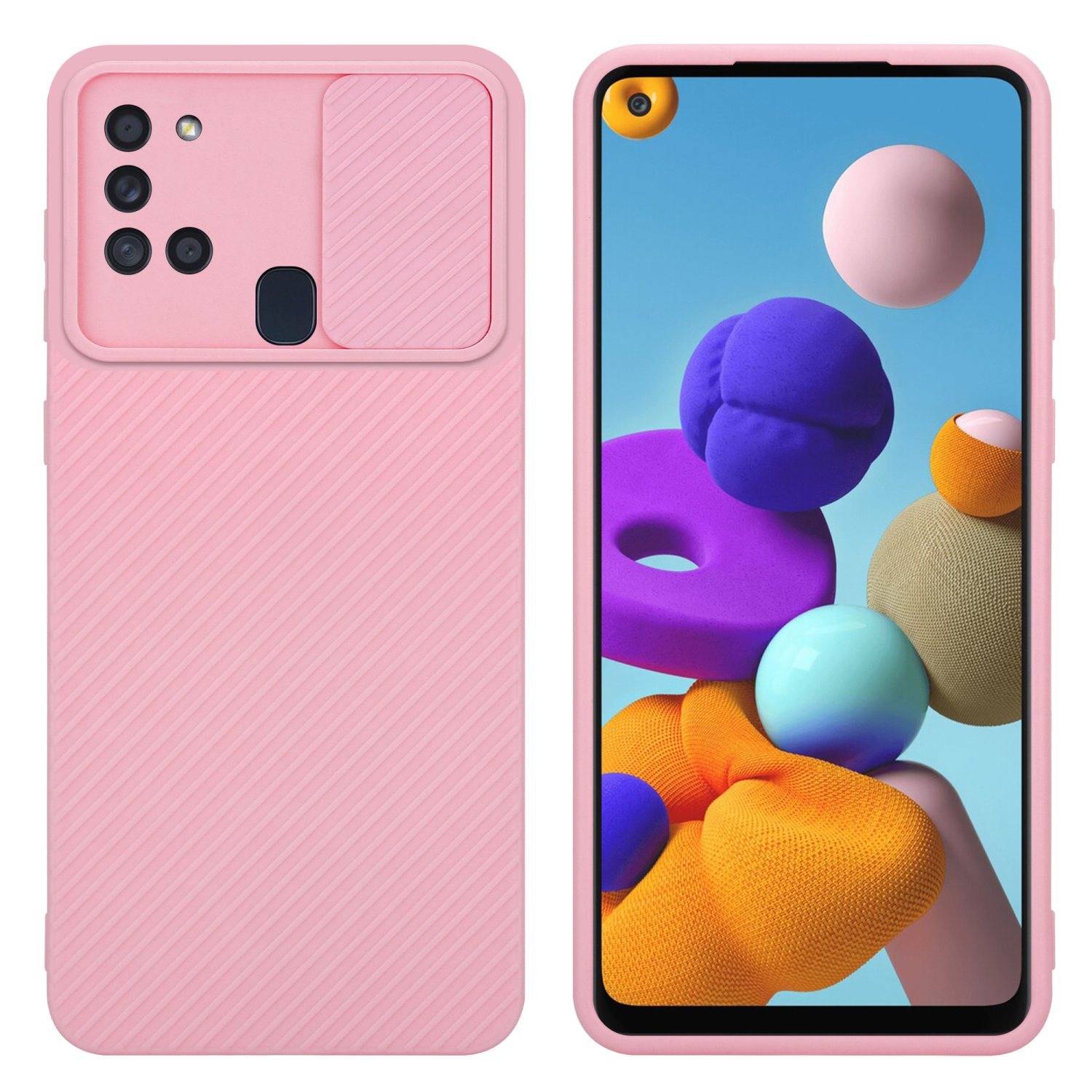 Cadorabo Hülle für Samsung Galaxy A21s Schutz Hülle in Rosa Handyhülle TPU Etui Case Cover Kameraschutz