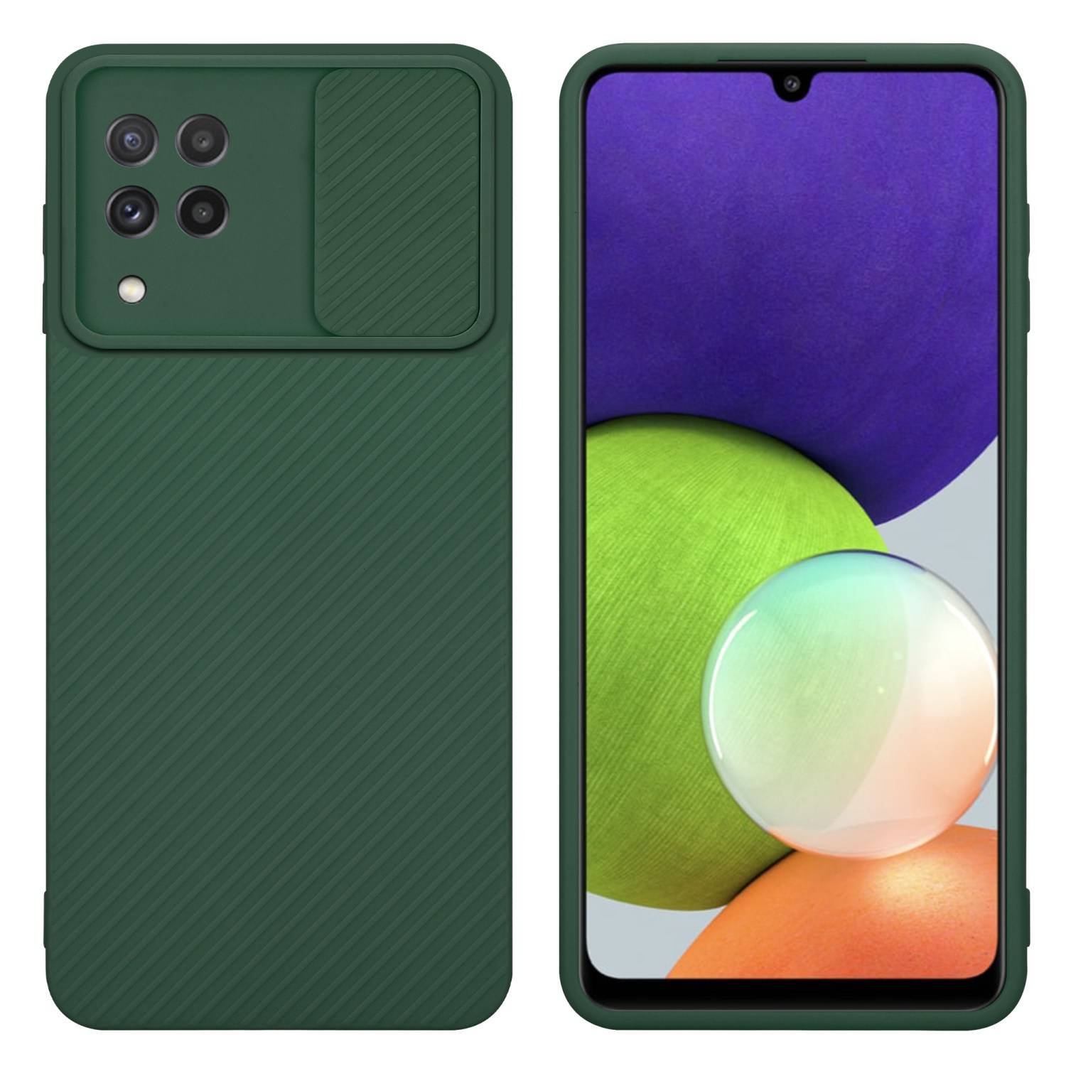 Cadorabo Hülle für Samsung Galaxy A22 4G Schutz Hülle in Grün Handyhülle TPU Etui Case Cover Kameraschutz