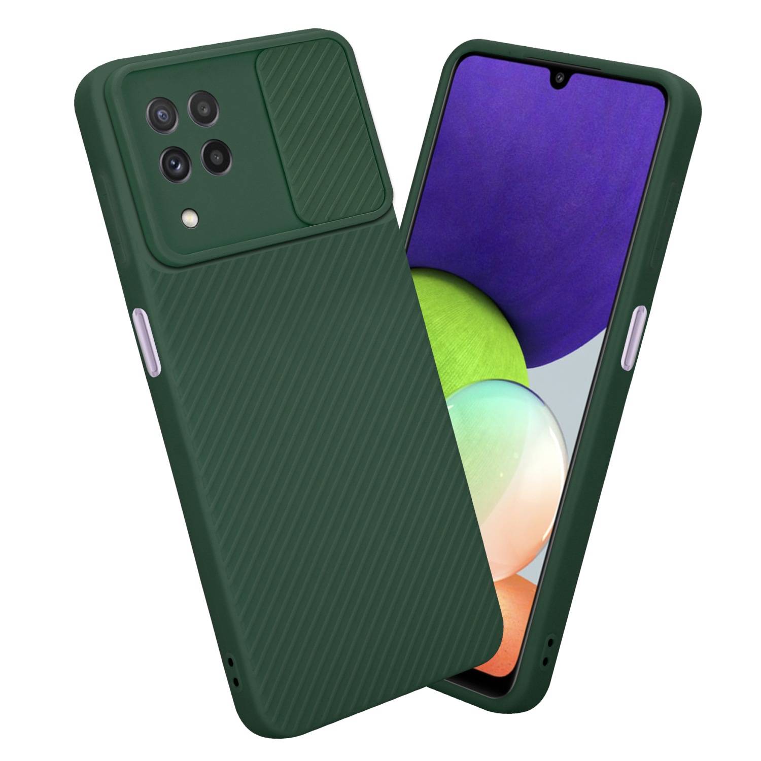 Cadorabo Hülle für Samsung Galaxy A22 4G Schutz Hülle in Grün Handyhülle TPU Etui Case Cover Kameraschutz