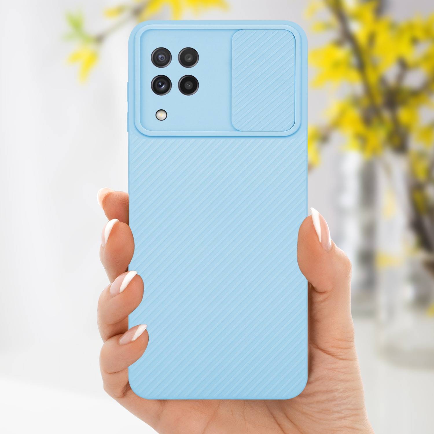 Cadorabo Hülle für Samsung Galaxy A22 4G Schutz Hülle in Blau Handyhülle TPU Etui Case Cover Kameraschutz