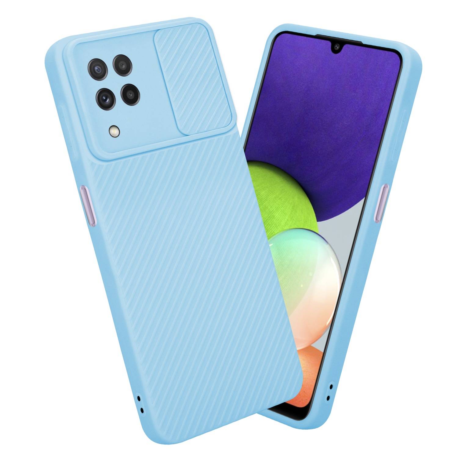 Cadorabo Hülle für Samsung Galaxy A22 4G Schutz Hülle in Blau Handyhülle TPU Etui Case Cover Kameraschutz