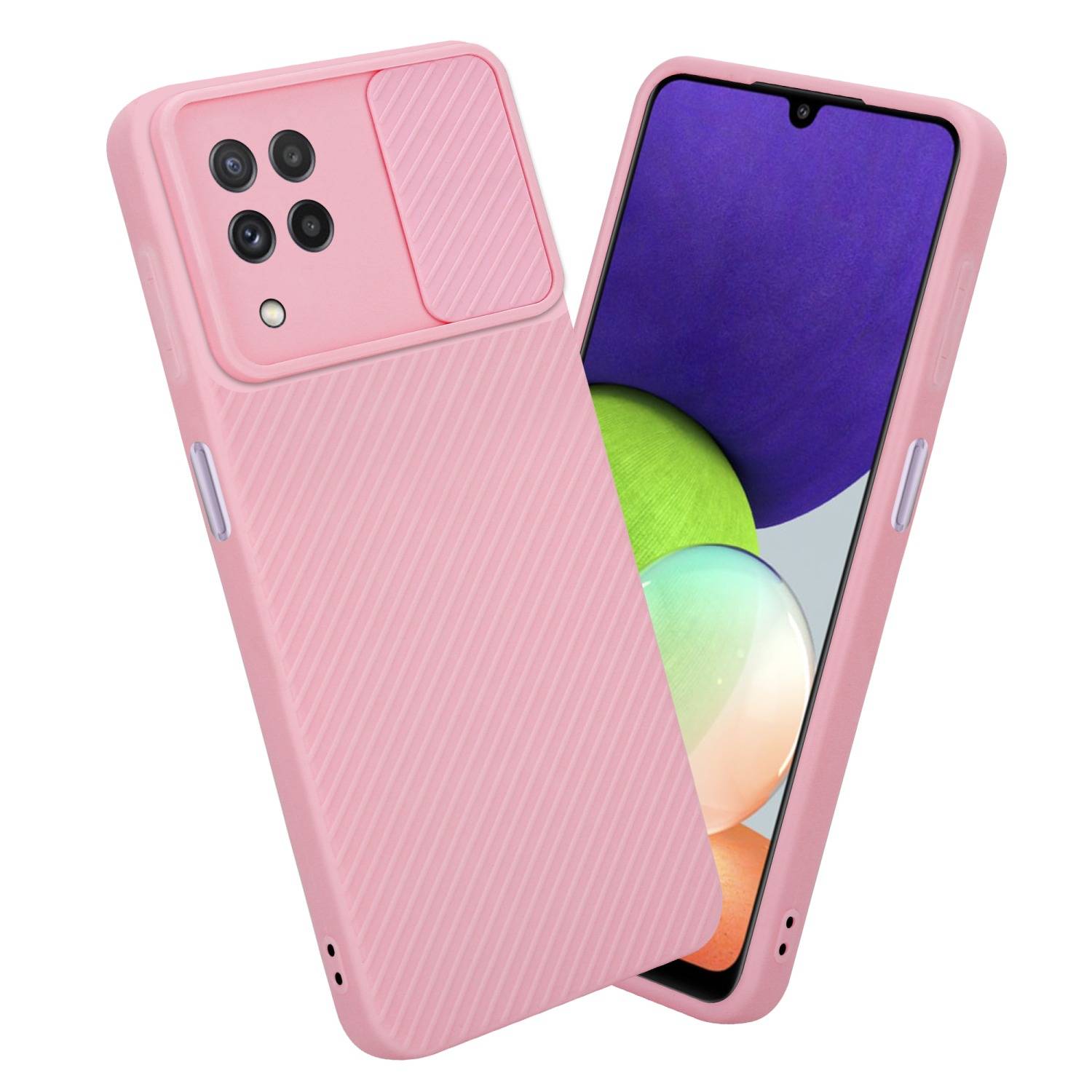 Cadorabo Hülle für Samsung Galaxy A22 4G Schutz Hülle in Rosa Handyhülle TPU Etui Case Cover Kameraschutz