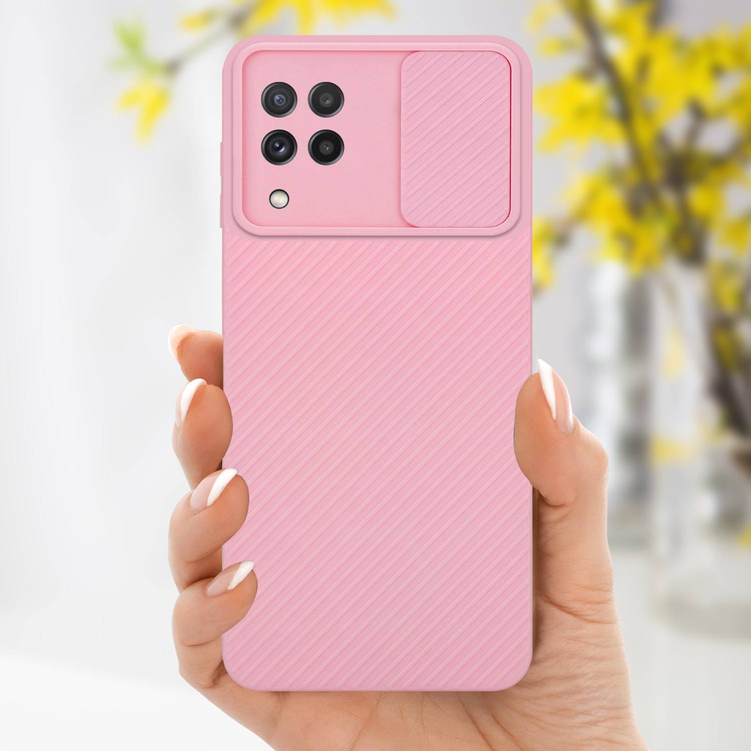 Cadorabo Hülle für Samsung Galaxy A22 4G Schutz Hülle in Rosa Handyhülle TPU Etui Case Cover Kameraschutz