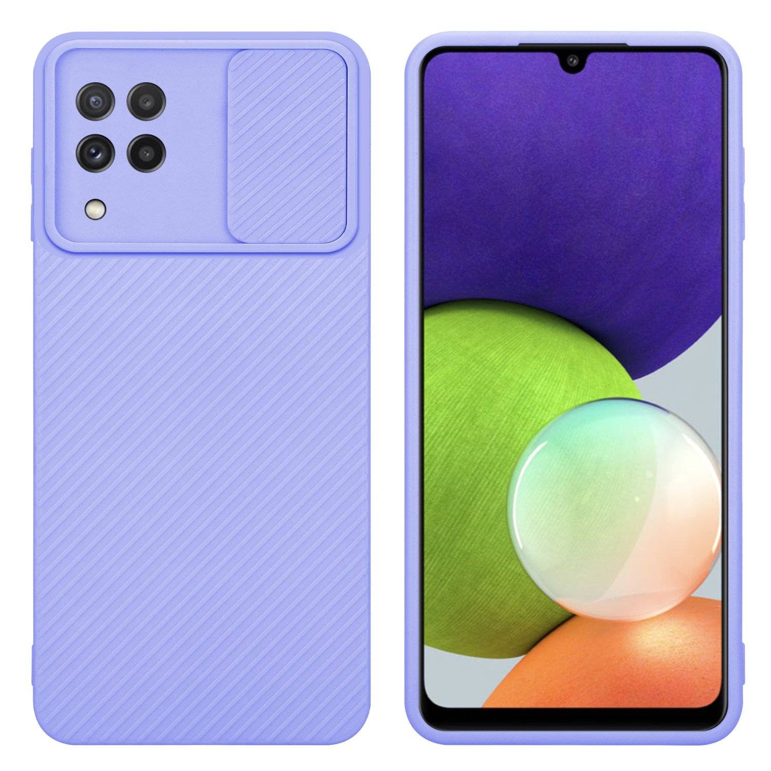 Cadorabo Hülle für Samsung Galaxy A22 4G Schutz Hülle in Lila Handyhülle TPU Etui Case Cover Kameraschutz