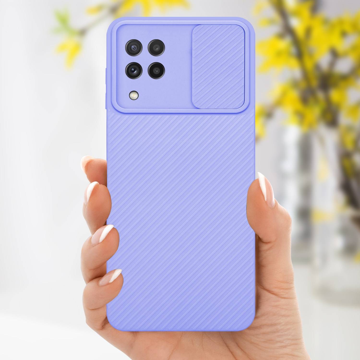 Cadorabo Hülle für Samsung Galaxy A22 4G Schutz Hülle in Lila Handyhülle TPU Etui Case Cover Kameraschutz