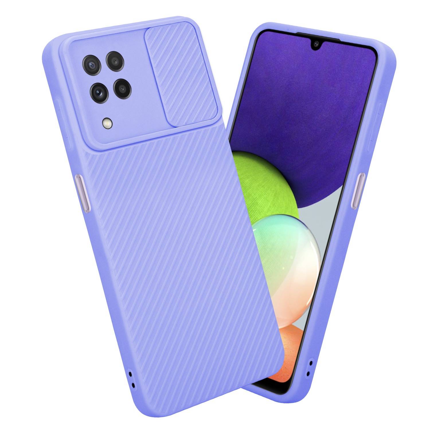 Cadorabo Hülle für Samsung Galaxy A22 4G Schutz Hülle in Lila Handyhülle TPU Etui Case Cover Kameraschutz