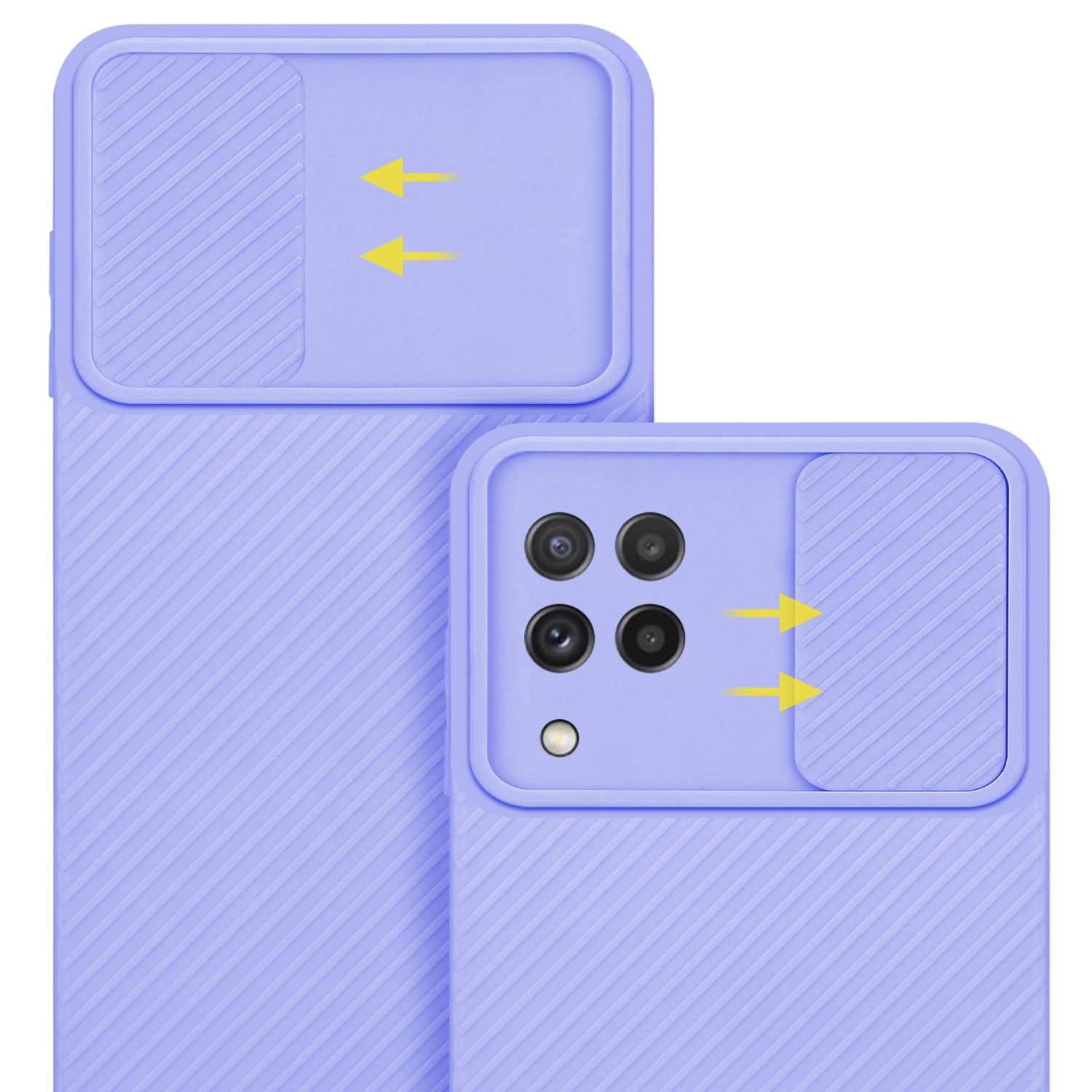 Cadorabo Hülle für Samsung Galaxy A22 4G Schutz Hülle in Lila Handyhülle TPU Etui Case Cover Kameraschutz