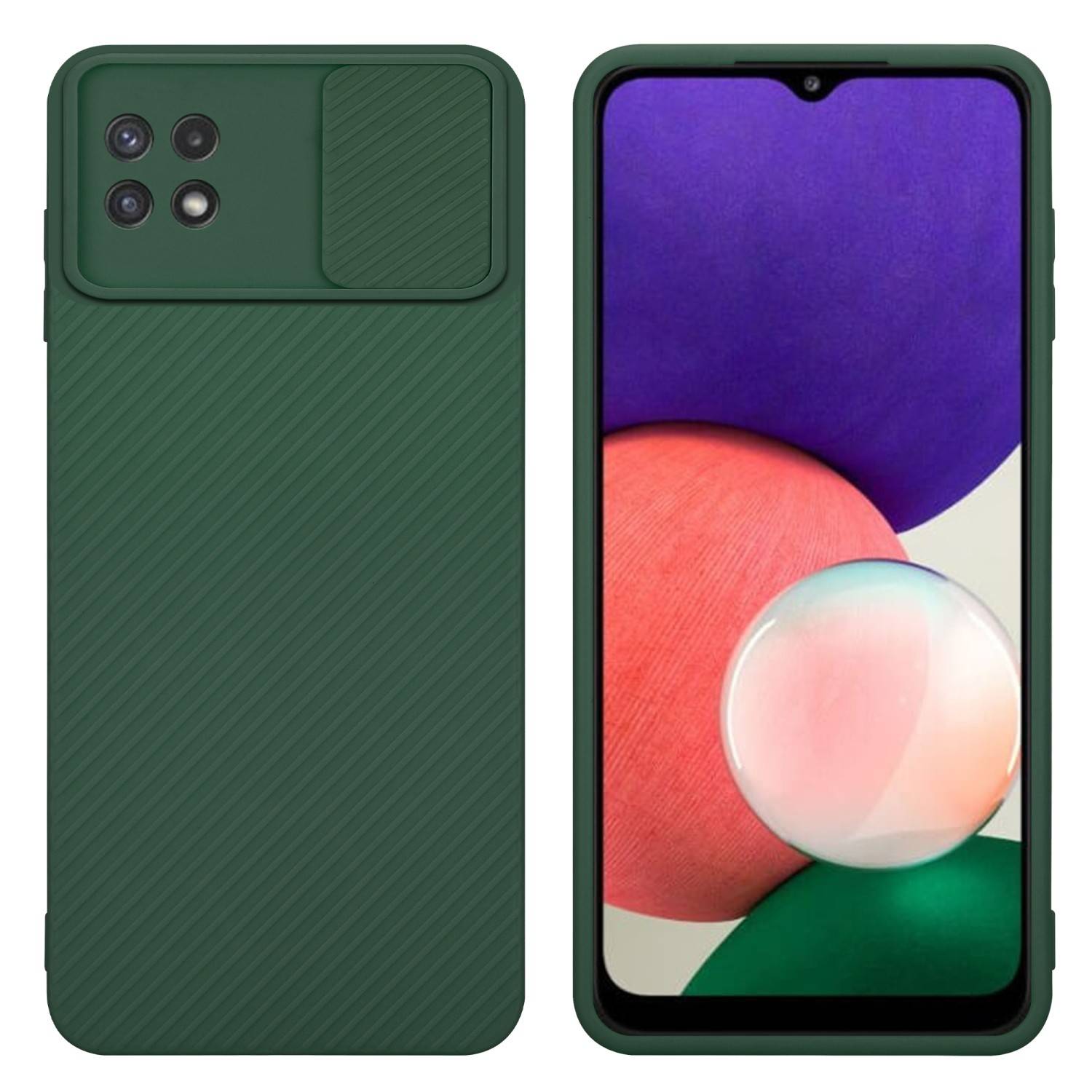 Cadorabo Hülle für Samsung Galaxy A22 5G Schutz Hülle in Grün Handyhülle TPU Etui Case Cover Kameraschutz