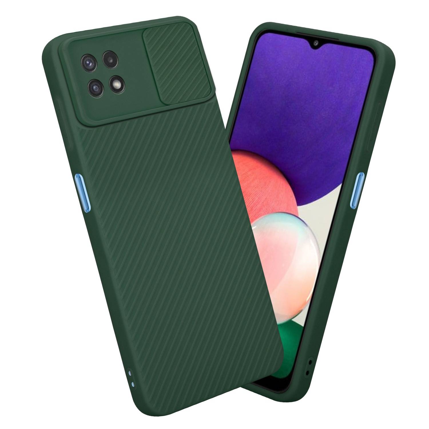 Cadorabo Hülle für Samsung Galaxy A22 5G Schutz Hülle in Grün Handyhülle TPU Etui Case Cover Kameraschutz