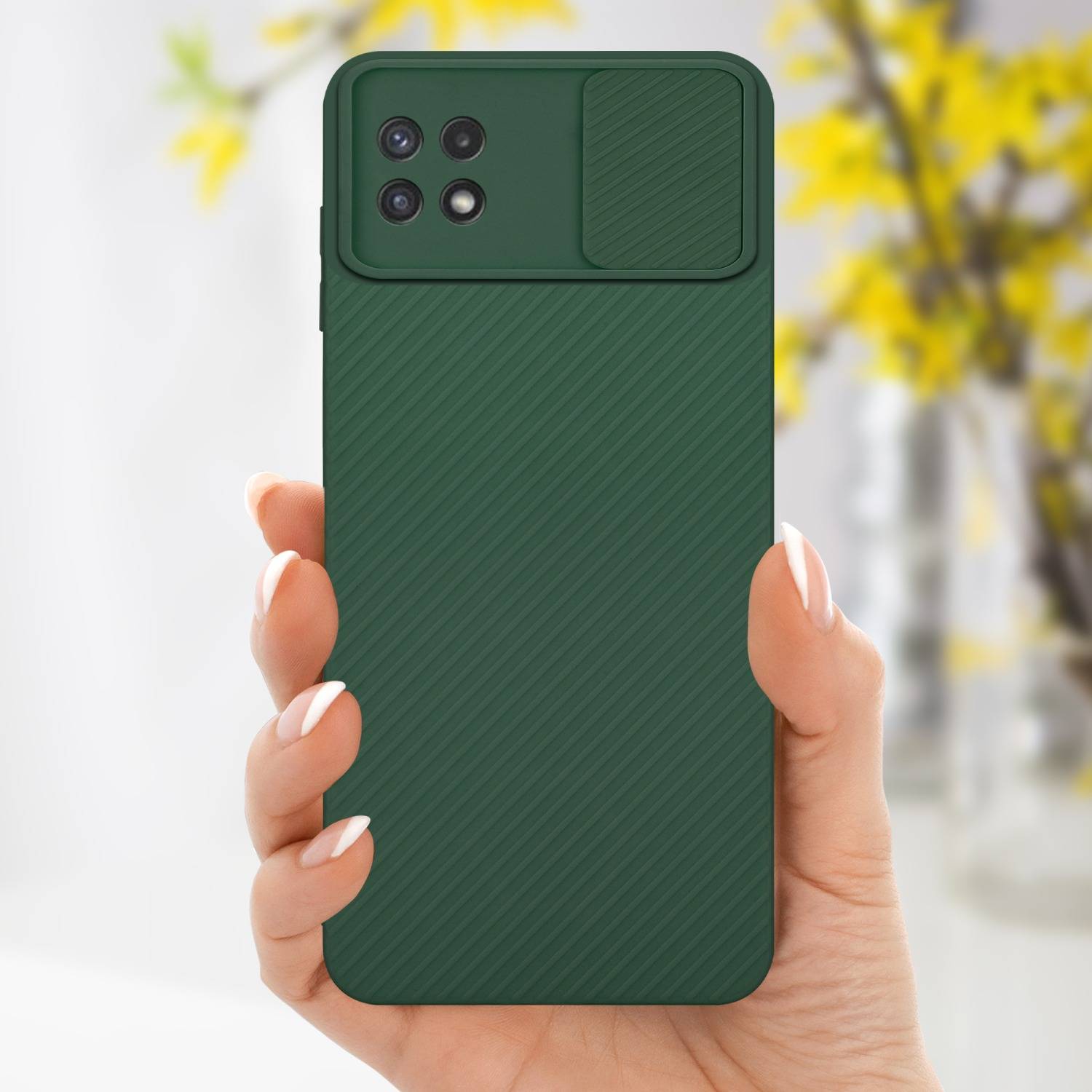 Cadorabo Hülle für Samsung Galaxy A22 5G Schutz Hülle in Grün Handyhülle TPU Etui Case Cover Kameraschutz