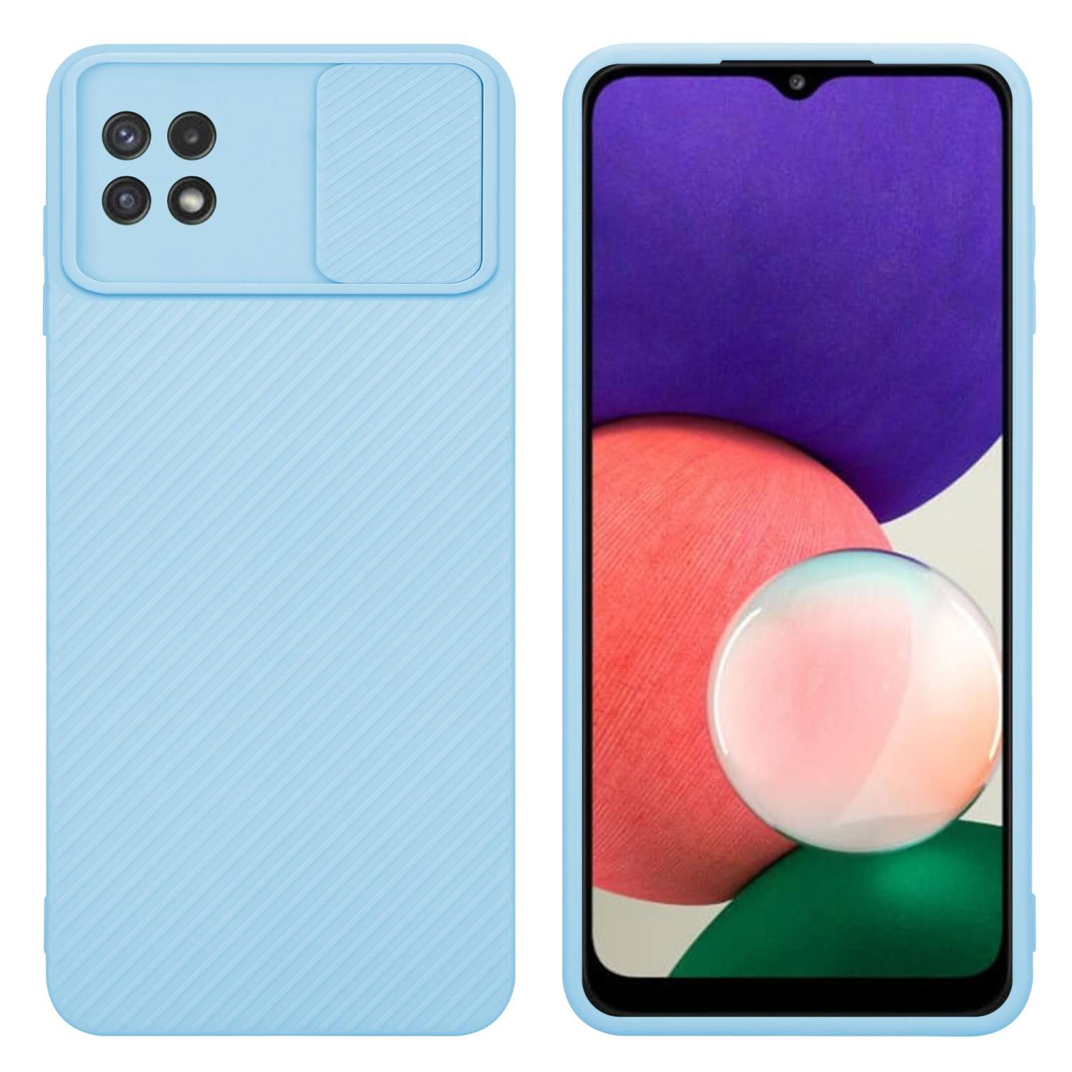 Cadorabo Hülle für Samsung Galaxy A22 5G Schutz Hülle in Blau Handyhülle TPU Etui Case Cover Kameraschutz