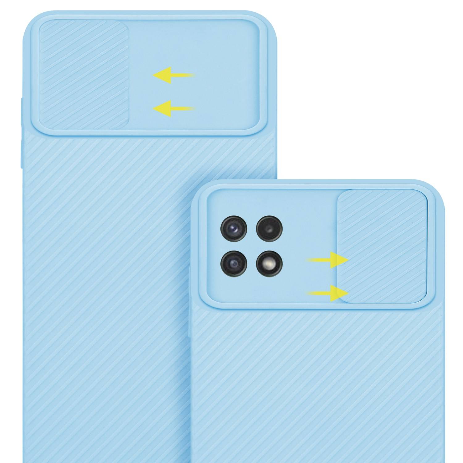 Cadorabo Hülle für Samsung Galaxy A22 5G Schutz Hülle in Blau Handyhülle TPU Etui Case Cover Kameraschutz