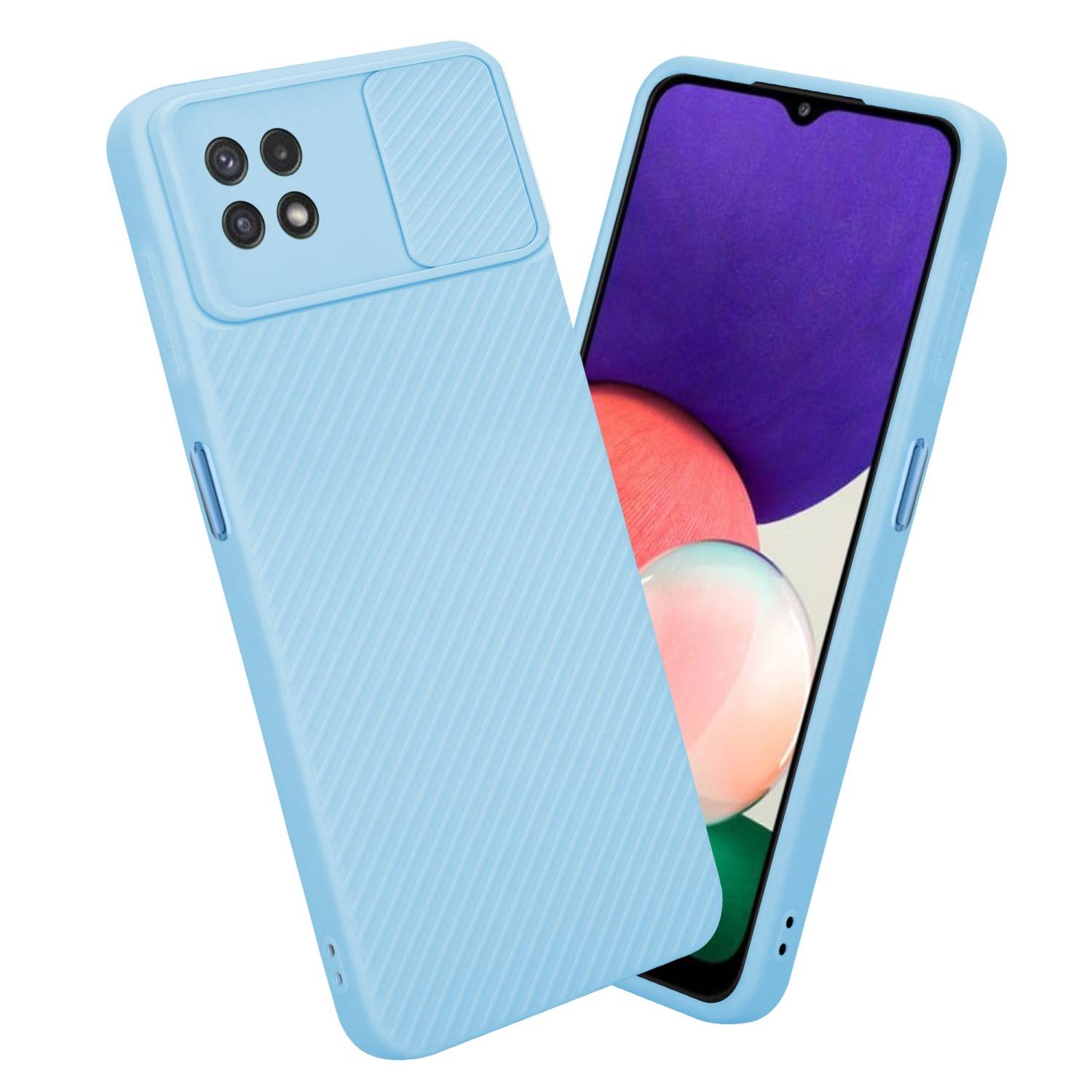 Cadorabo Hülle für Samsung Galaxy A22 5G Schutz Hülle in Blau Handyhülle TPU Etui Case Cover Kameraschutz