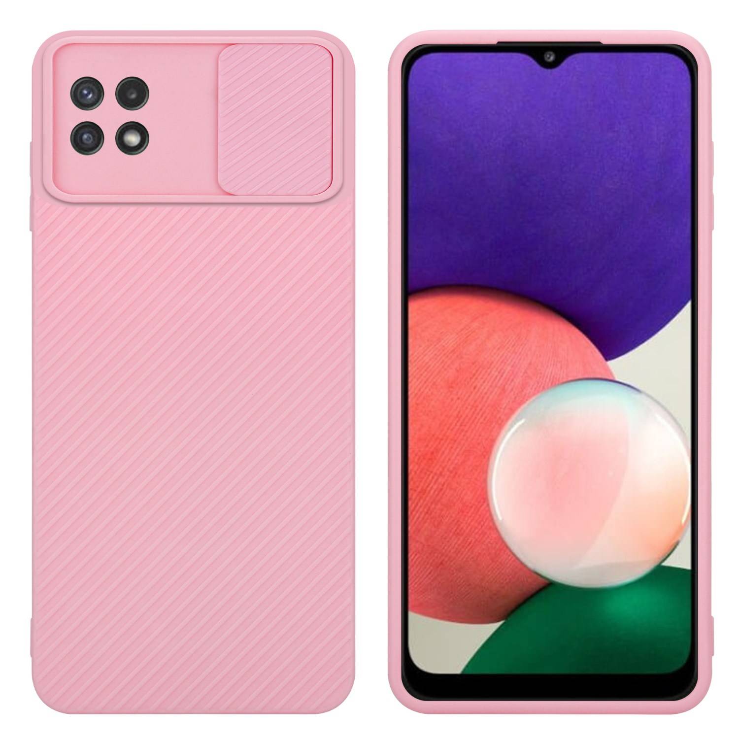 Cadorabo Hülle für Samsung Galaxy A22 5G Schutz Hülle in Rosa Handyhülle TPU Etui Case Cover Kameraschutz