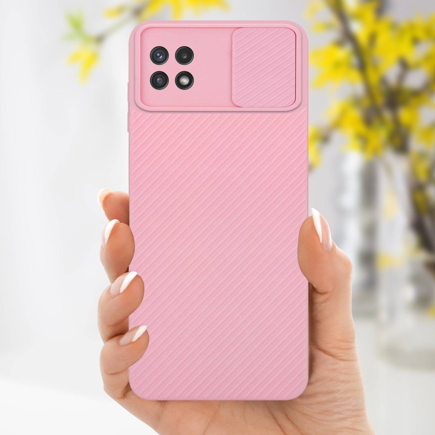Cadorabo Hülle für Samsung Galaxy A22 5G Schutz Hülle in Rosa Handyhülle TPU Etui Case Cover Kameraschutz