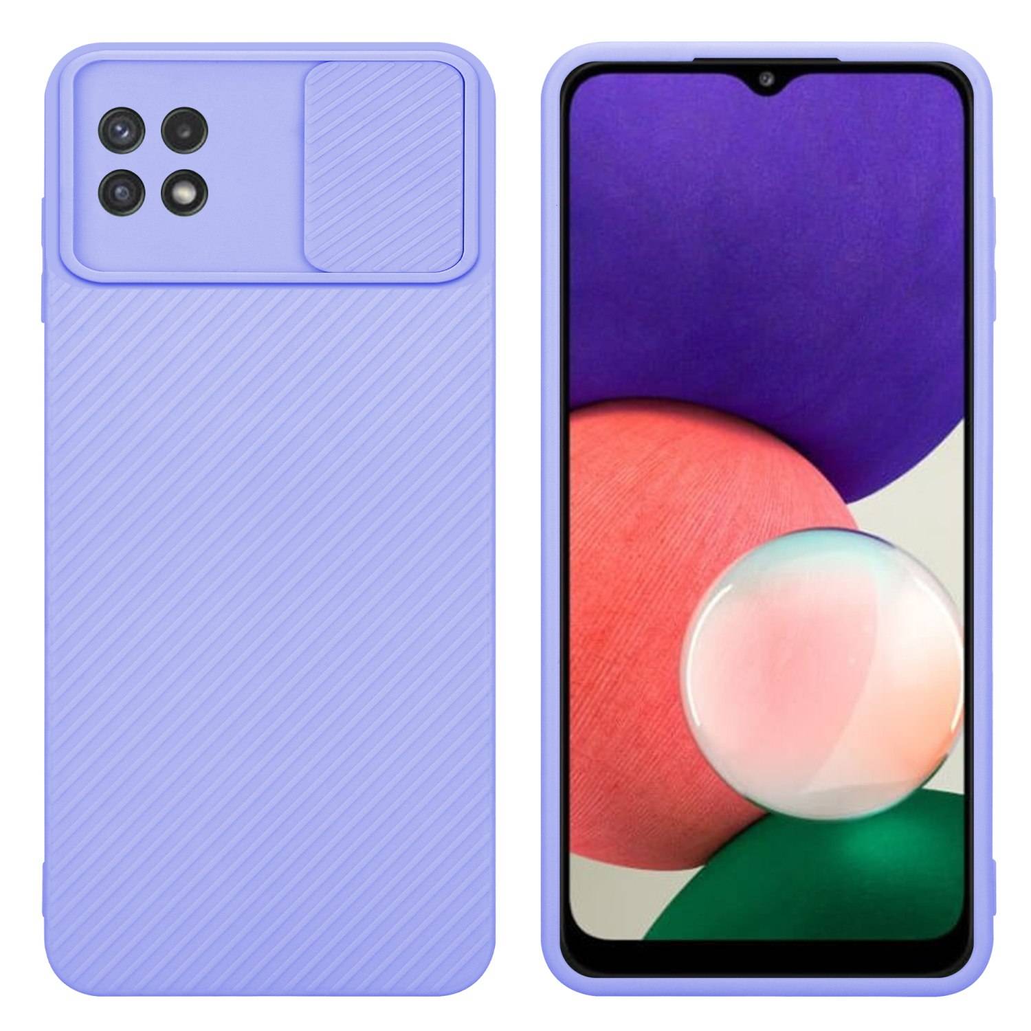 Cadorabo Hülle für Samsung Galaxy A22 5G Schutz Hülle in Lila Handyhülle TPU Etui Case Cover Kameraschutz