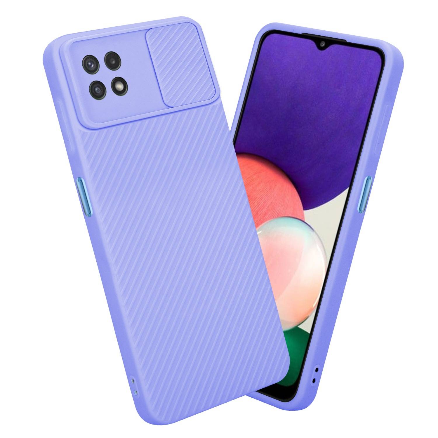 Cadorabo Hülle für Samsung Galaxy A22 5G Schutz Hülle in Lila Handyhülle TPU Etui Case Cover Kameraschutz