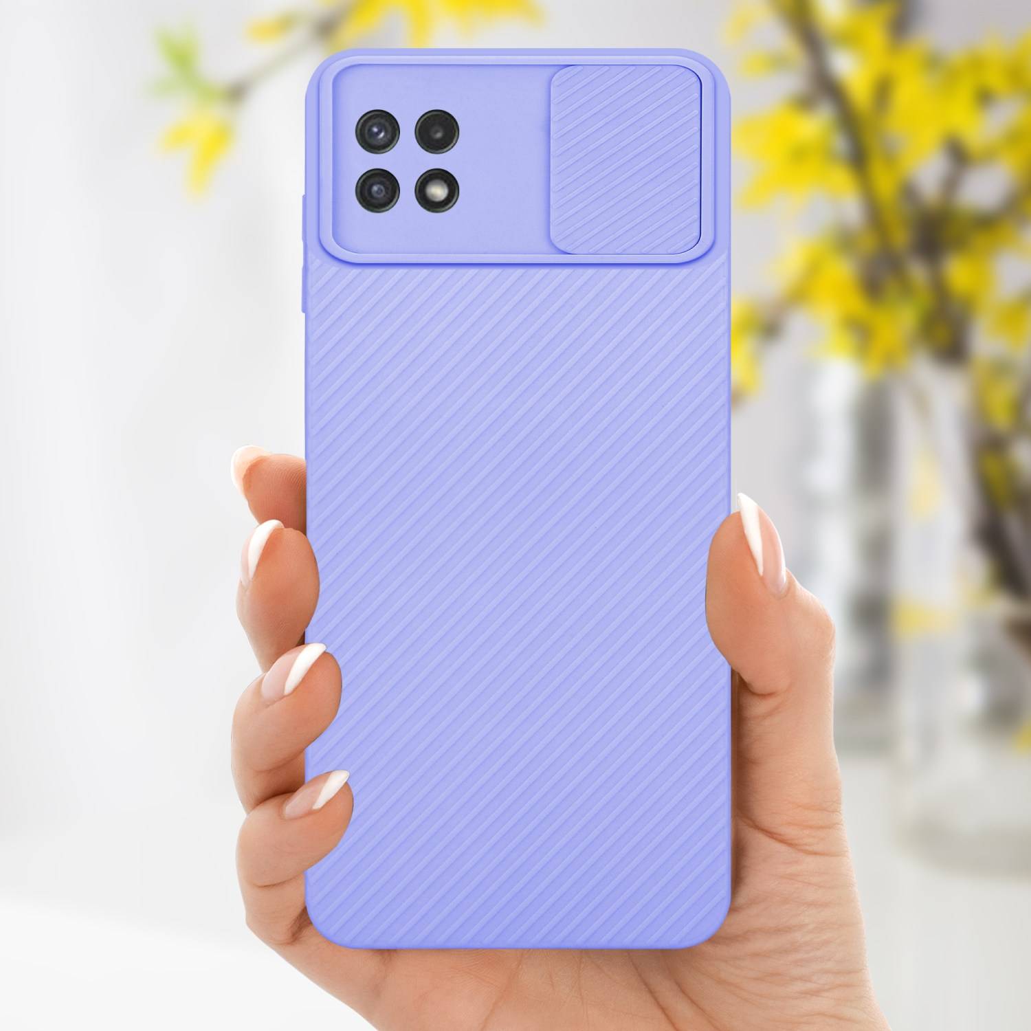 Cadorabo Hülle für Samsung Galaxy A22 5G Schutz Hülle in Lila Handyhülle TPU Etui Case Cover Kameraschutz