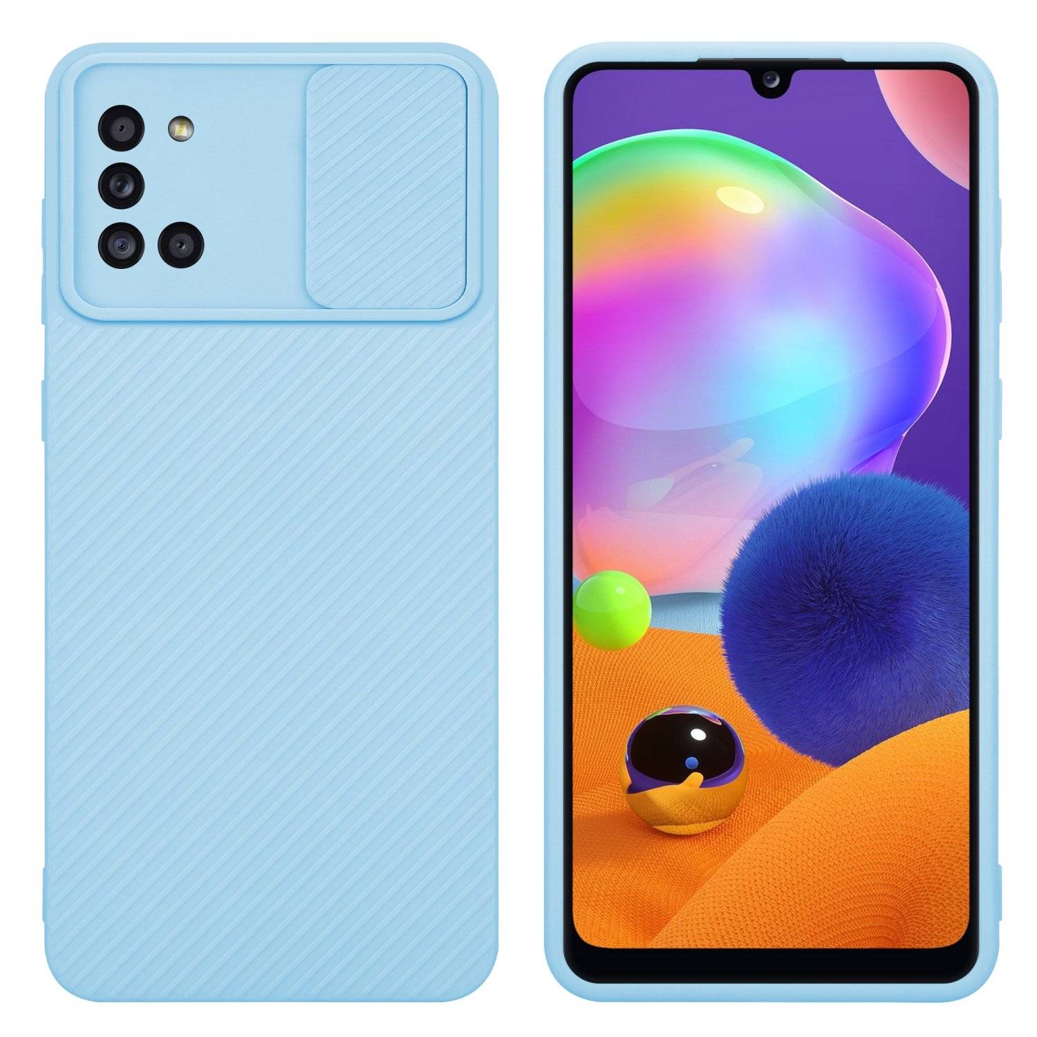 Cadorabo Hülle für Samsung Galaxy A31 Schutz Hülle in Blau Handyhülle TPU Etui Case Cover Kameraschutz