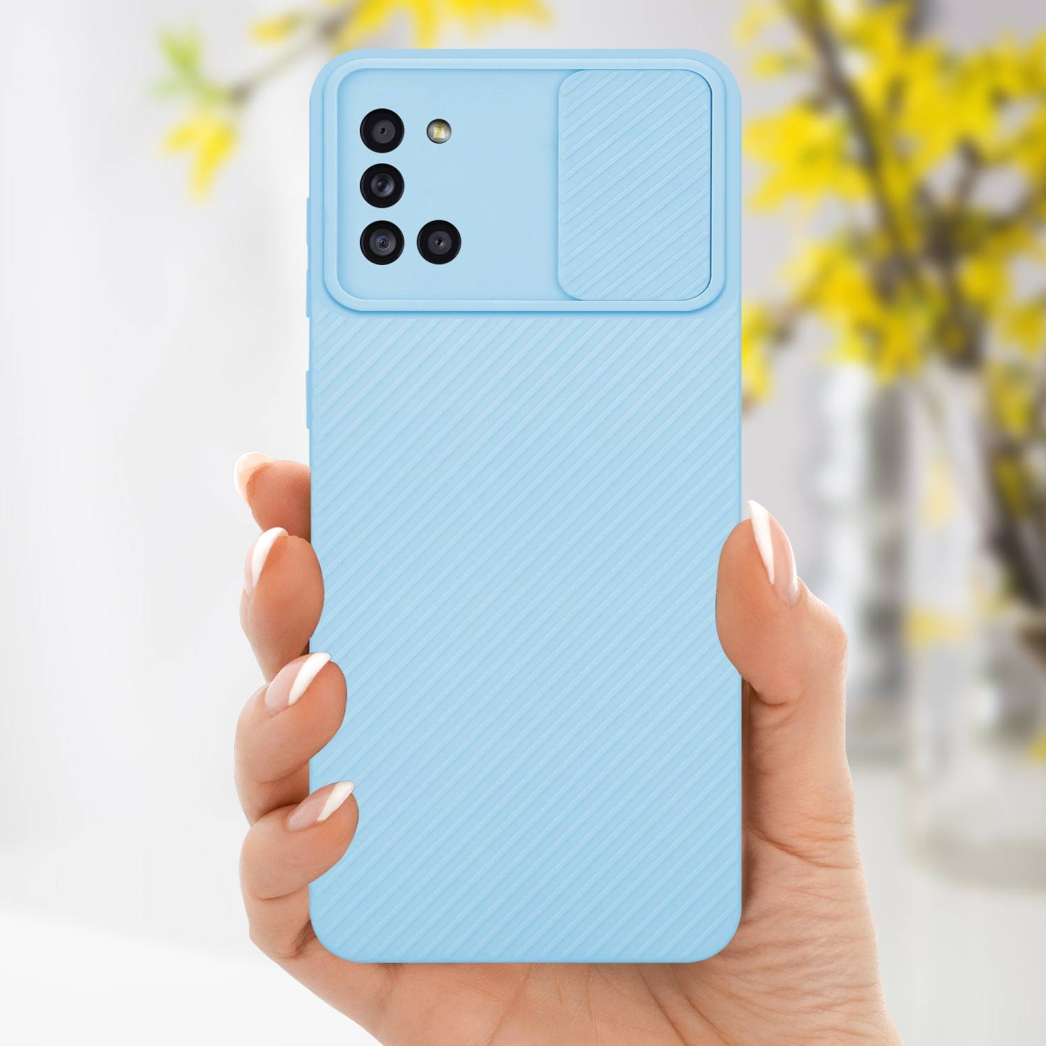 Cadorabo Hülle für Samsung Galaxy A31 Schutz Hülle in Blau Handyhülle TPU Etui Case Cover Kameraschutz