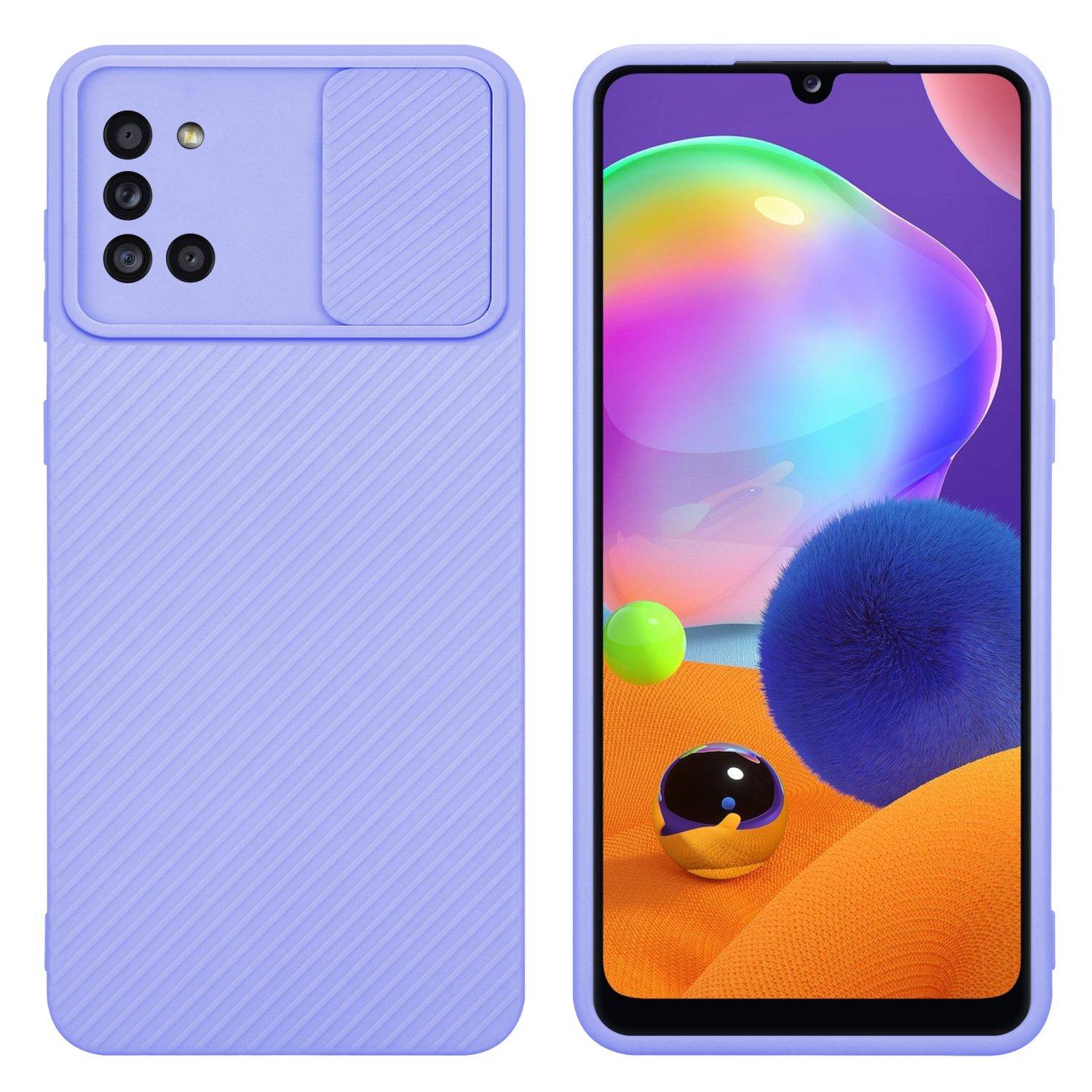 Cadorabo Hülle für Samsung Galaxy A31 Schutz Hülle in Lila Handyhülle TPU Etui Case Cover Kameraschutz