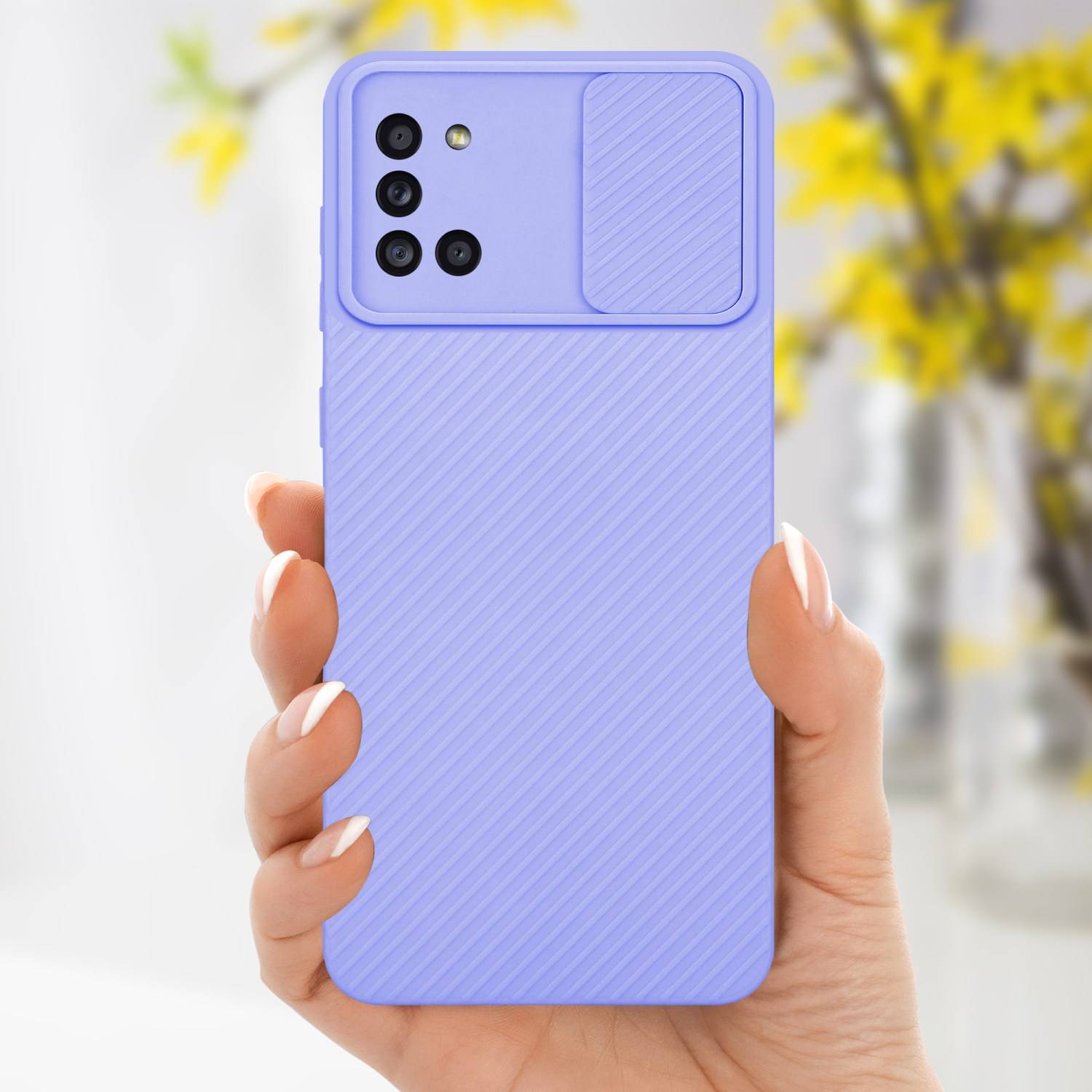 Cadorabo Hülle für Samsung Galaxy A31 Schutz Hülle in Lila Handyhülle TPU Etui Case Cover Kameraschutz