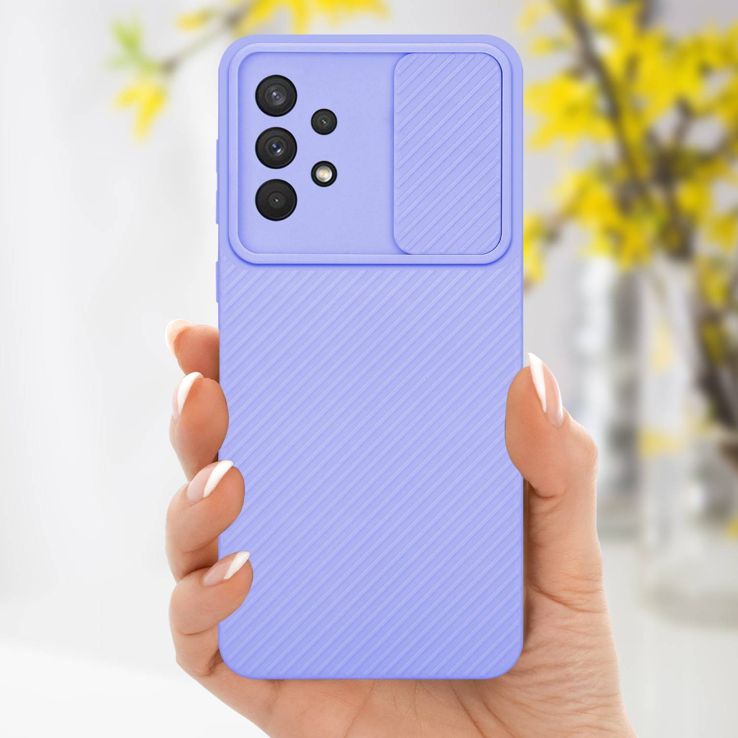 Cadorabo Hülle für Samsung Galaxy A32 4G Schutz Hülle in Lila Handyhülle TPU Etui Case Cover Kameraschutz