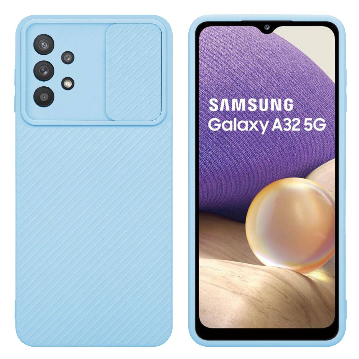 Cadorabo Hülle für Samsung Galaxy A32 5G Schutz Hülle in Blau Handyhülle TPU Etui Case Cover Kameraschutz