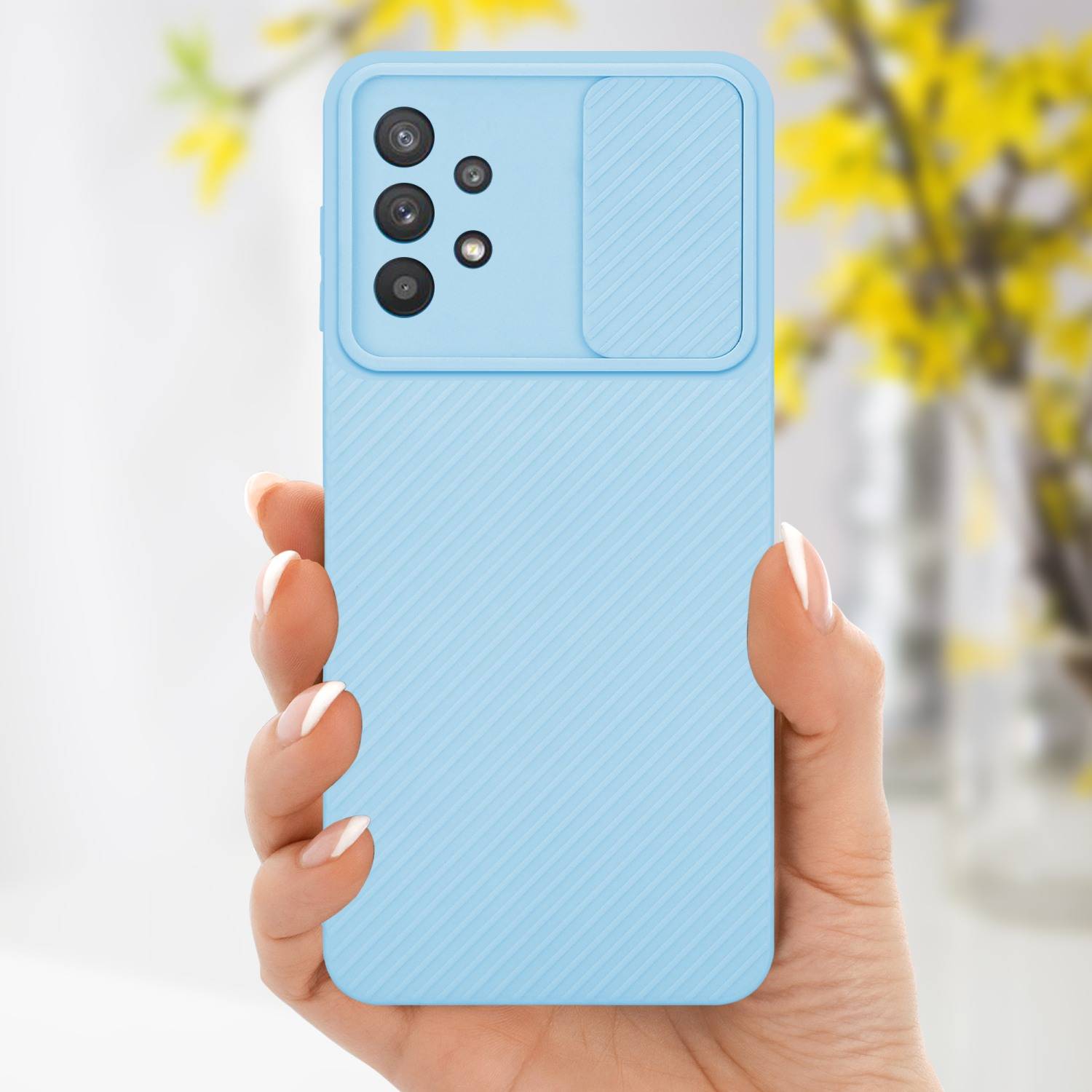 Cadorabo Hülle für Samsung Galaxy A32 5G Schutz Hülle in Blau Handyhülle TPU Etui Case Cover Kameraschutz