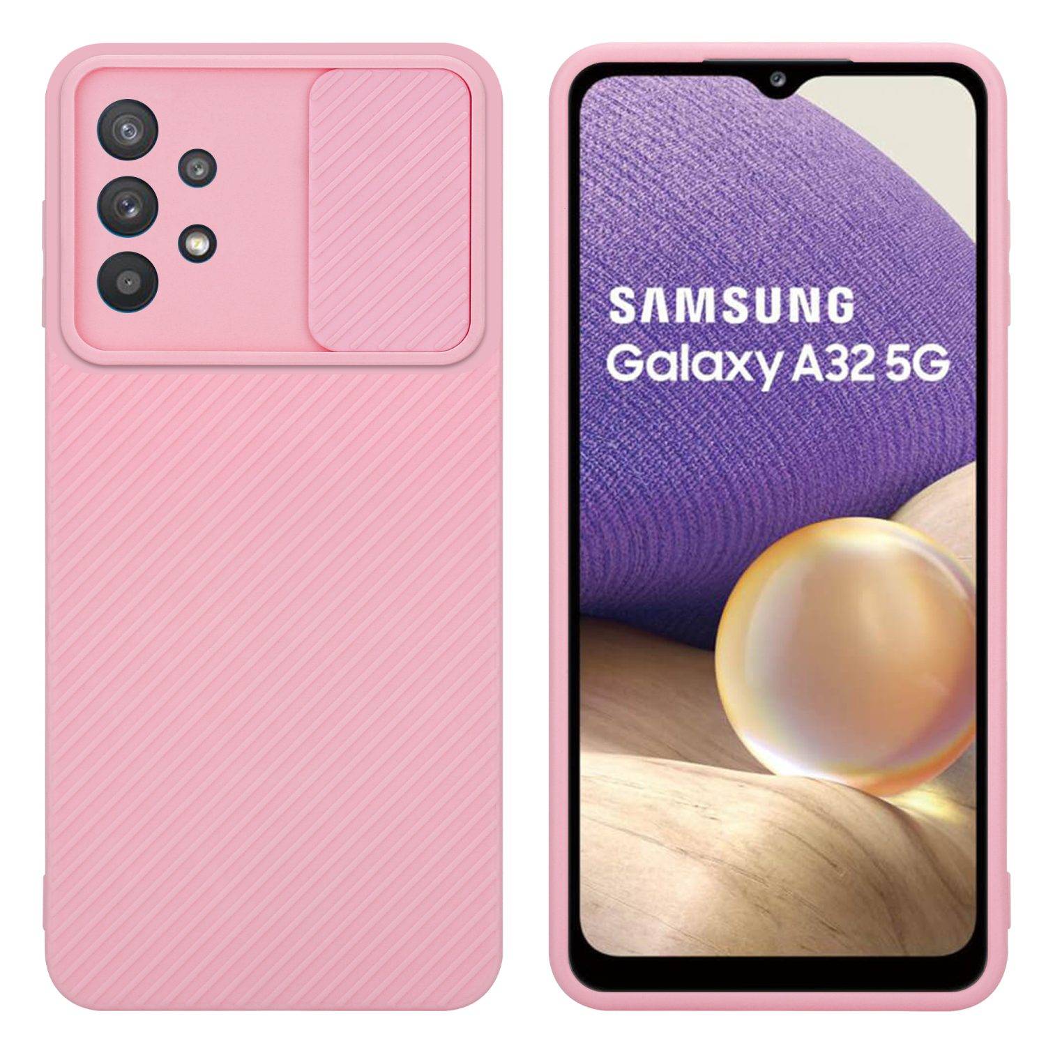 Cadorabo Hülle für Samsung Galaxy A32 5G Schutz Hülle in Rosa Handyhülle TPU Etui Case Cover Kameraschutz