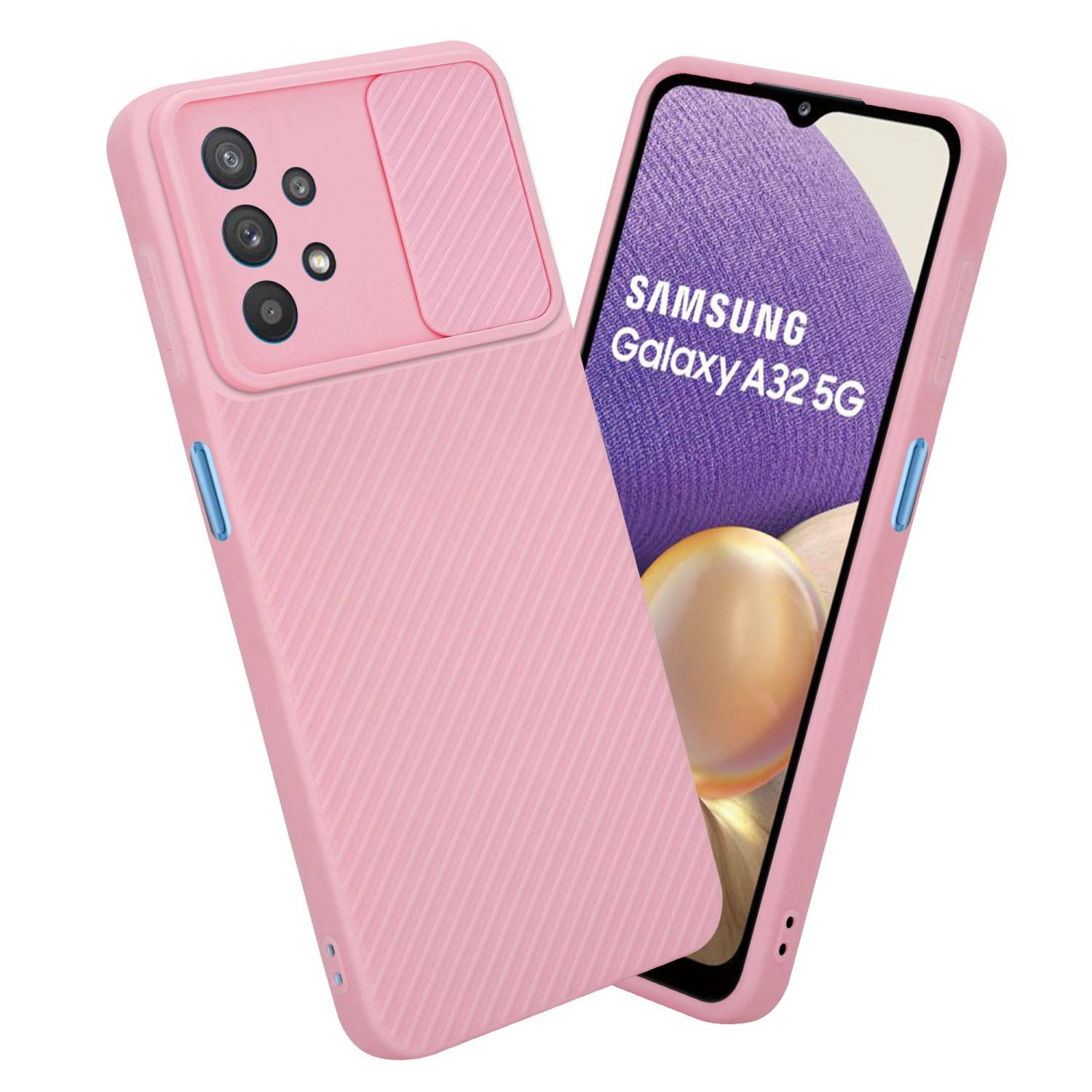 Cadorabo Hülle für Samsung Galaxy A32 5G Schutz Hülle in Rosa Handyhülle TPU Etui Case Cover Kameraschutz