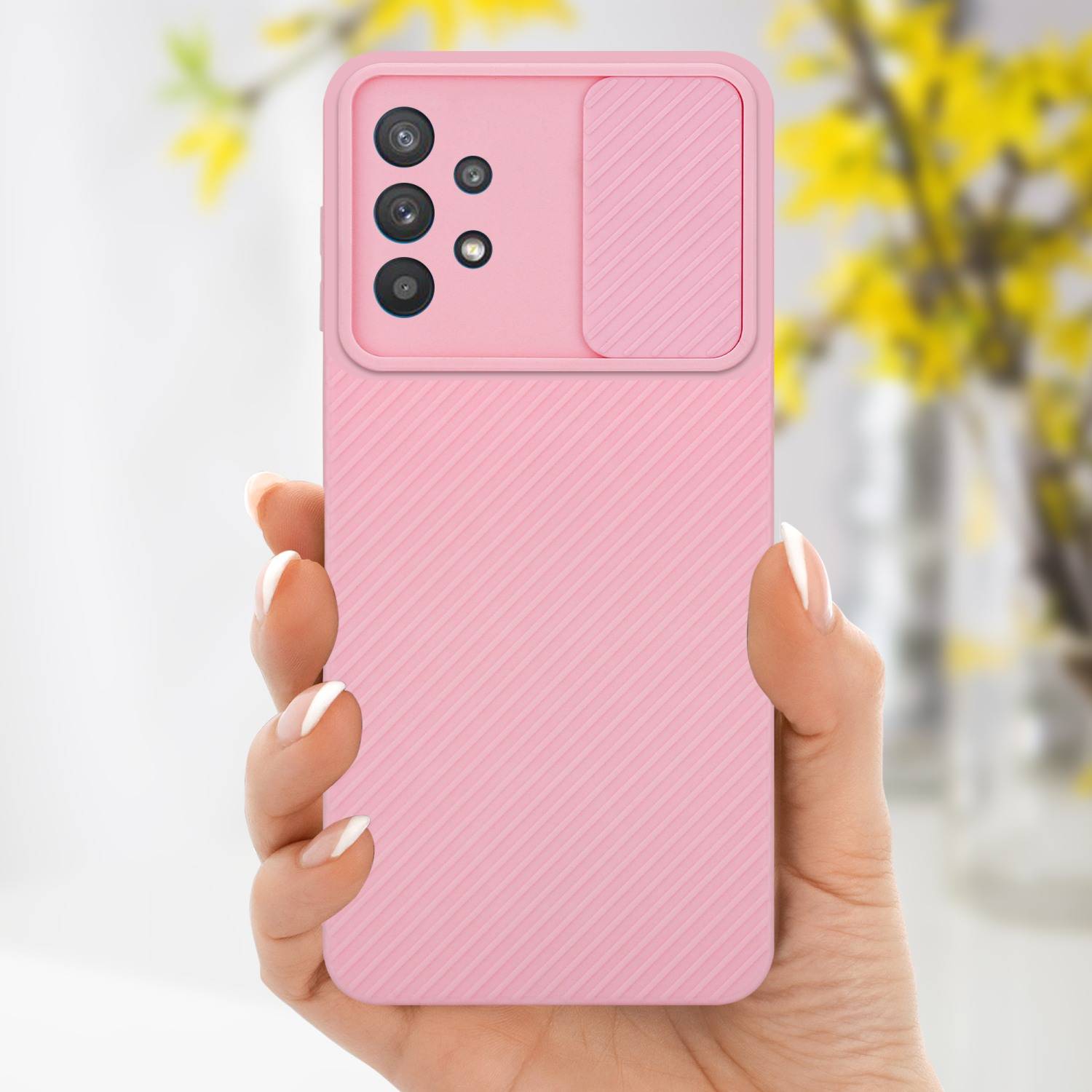 Cadorabo Hülle für Samsung Galaxy A32 5G Schutz Hülle in Rosa Handyhülle TPU Etui Case Cover Kameraschutz
