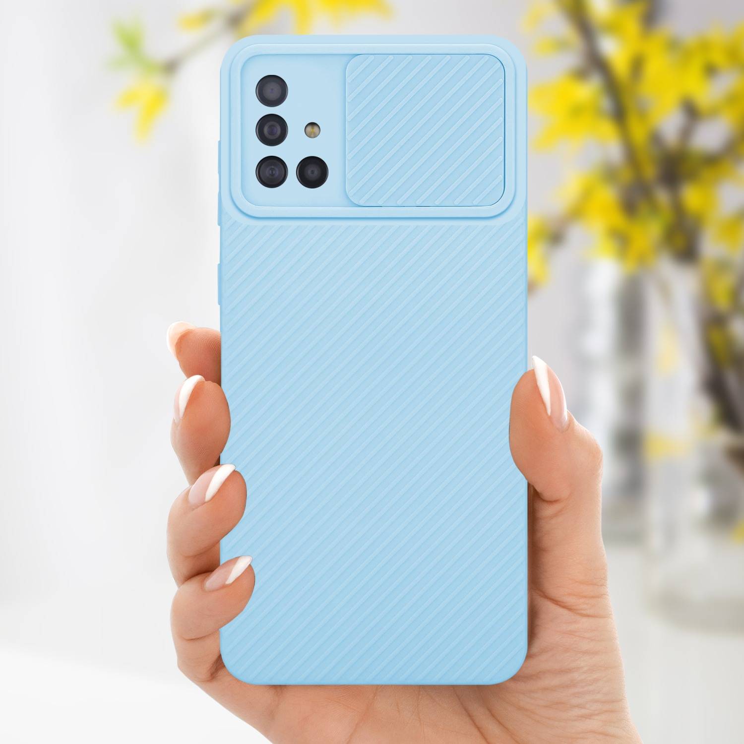 Cadorabo Hülle für Samsung Galaxy A51 4G / M40s Schutz Hülle in Blau Handyhülle TPU Etui Case Cover Kameraschutz