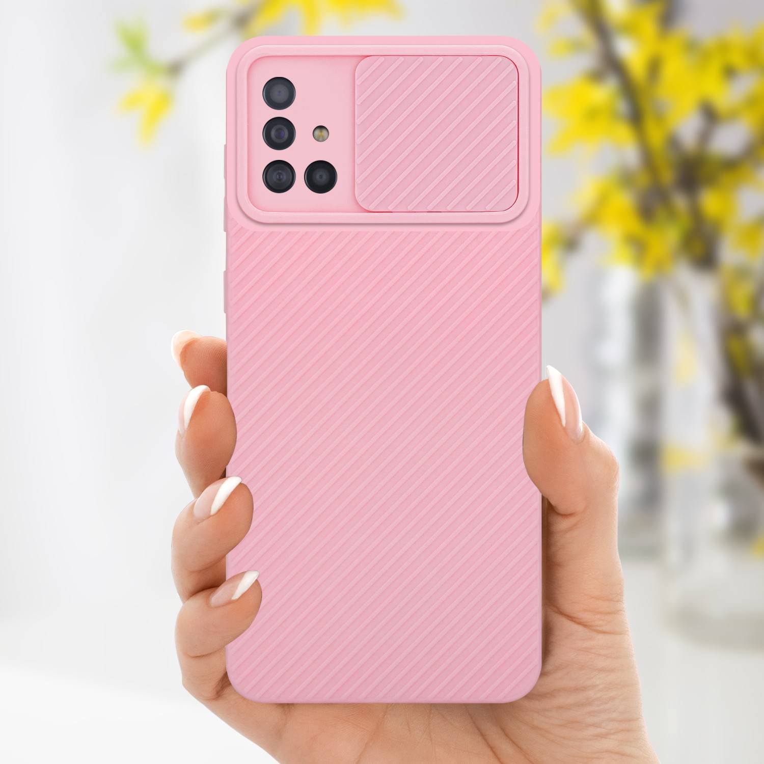 Cadorabo Hülle für Samsung Galaxy A51 4G / M40s Schutz Hülle in Rosa Handyhülle TPU Etui Case Cover Kameraschutz