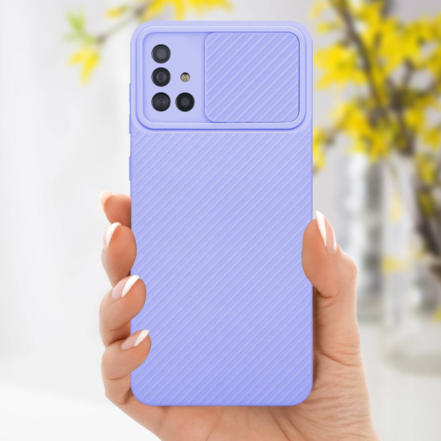 Cadorabo Hülle für Samsung Galaxy A51 4G / M40s Schutz Hülle in Lila Handyhülle TPU Etui Case Cover Kameraschutz