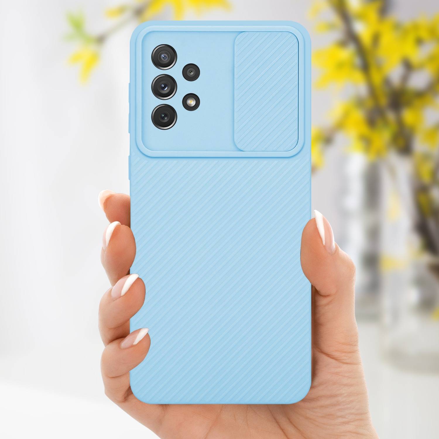 Cadorabo Hülle für Samsung Galaxy A72 4G / 5G Schutz Hülle in Blau Handyhülle TPU Etui Case Cover Kameraschutz