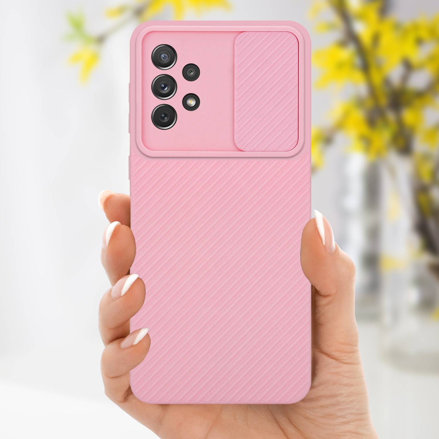 Cadorabo Hülle für Samsung Galaxy A72 4G / 5G Schutz Hülle in Rosa Handyhülle TPU Etui Case Cover Kameraschutz
