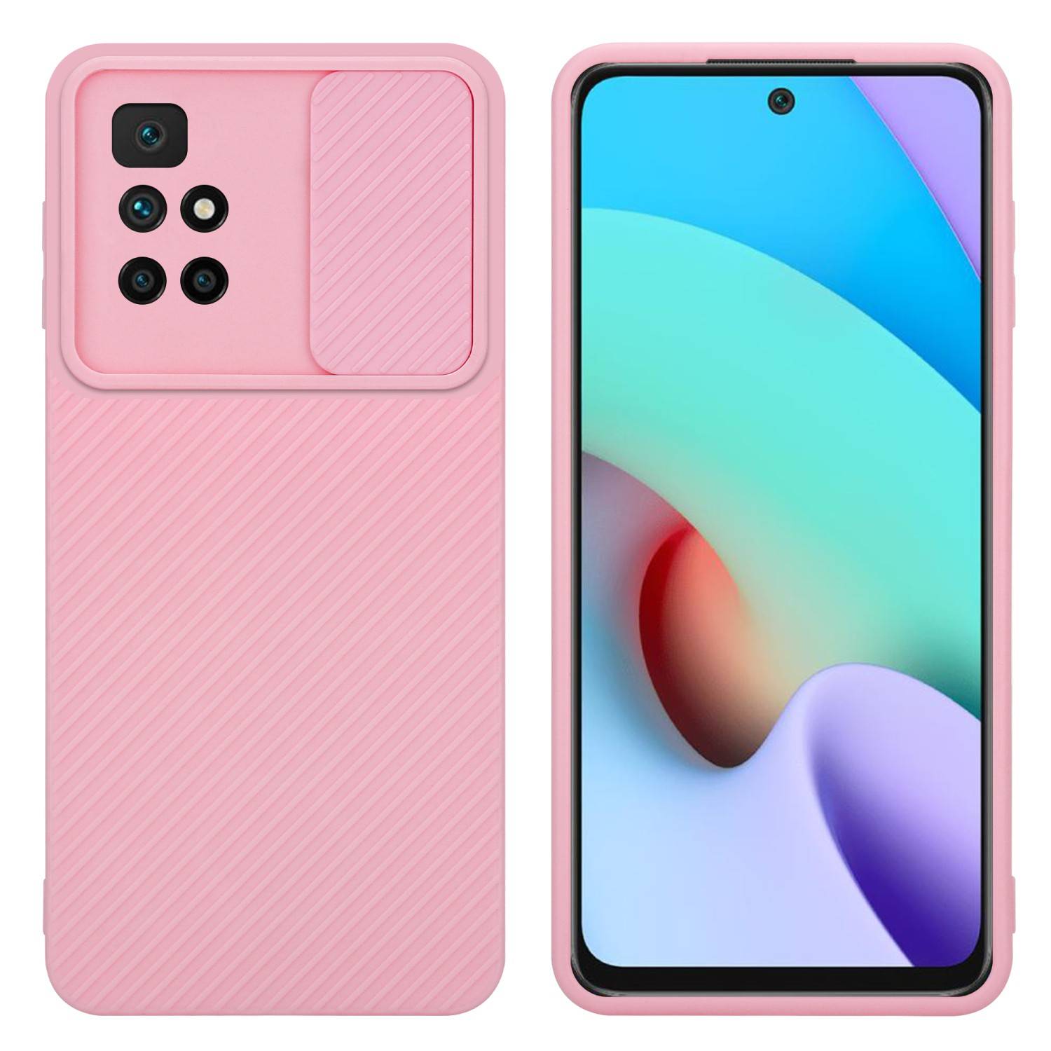 Cadorabo Hülle für Xiaomi RedMi 10 Schutz Hülle in Rosa Handyhülle TPU Etui Case Cover Kameraschutz
