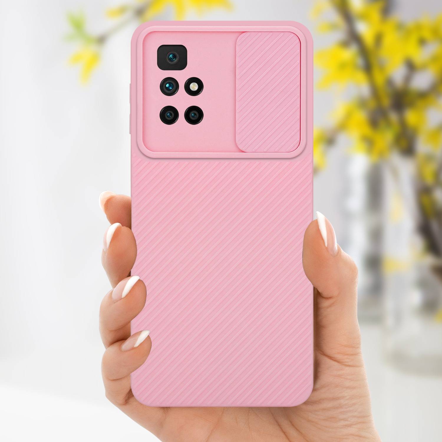 Cadorabo Hülle für Xiaomi RedMi 10 Schutz Hülle in Rosa Handyhülle TPU Etui Case Cover Kameraschutz