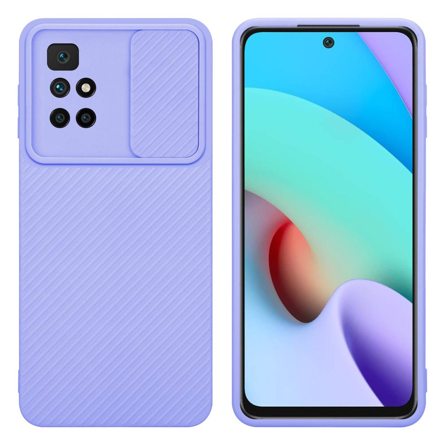 Cadorabo Hülle für Xiaomi RedMi 10 Schutz Hülle in Lila Handyhülle TPU Etui Case Cover Kameraschutz