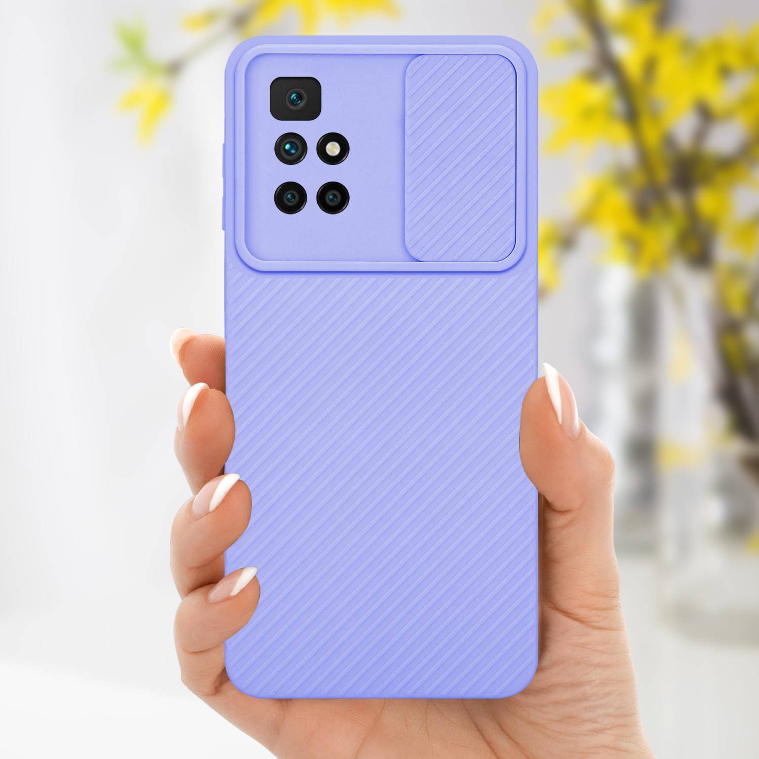Cadorabo Hülle für Xiaomi RedMi 10 Schutz Hülle in Lila Handyhülle TPU Etui Case Cover Kameraschutz