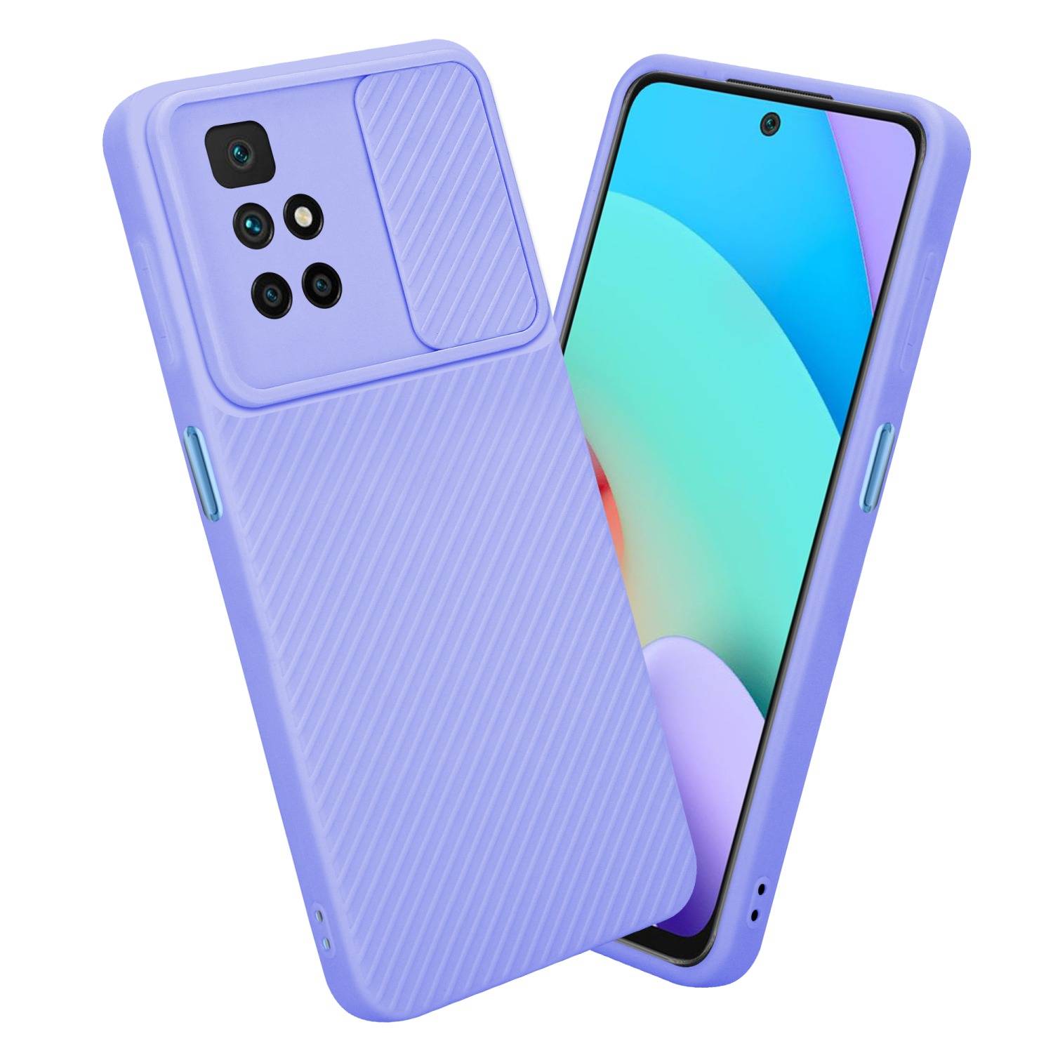 Cadorabo Hülle für Xiaomi RedMi 10 Schutz Hülle in Lila Handyhülle TPU Etui Case Cover Kameraschutz