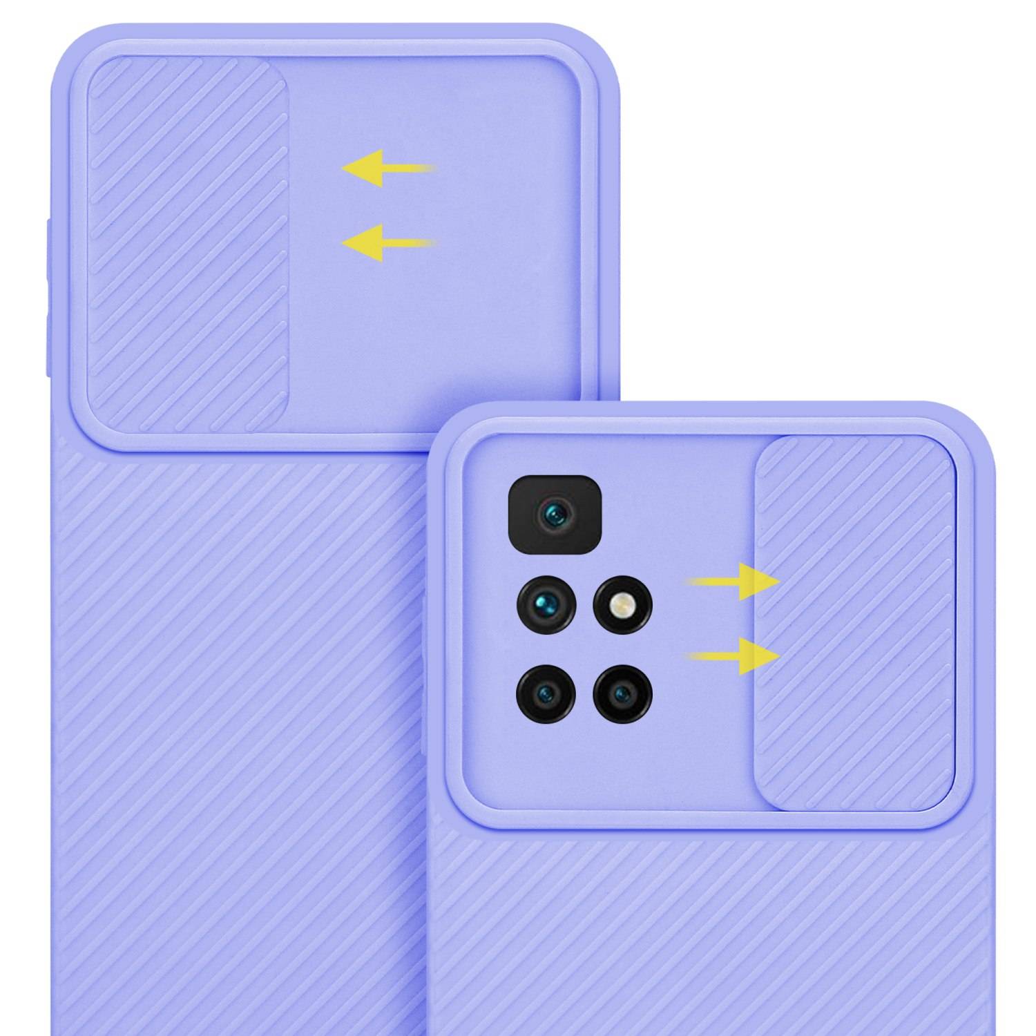 Cadorabo Hülle für Xiaomi RedMi 10 Schutz Hülle in Lila Handyhülle TPU Etui Case Cover Kameraschutz