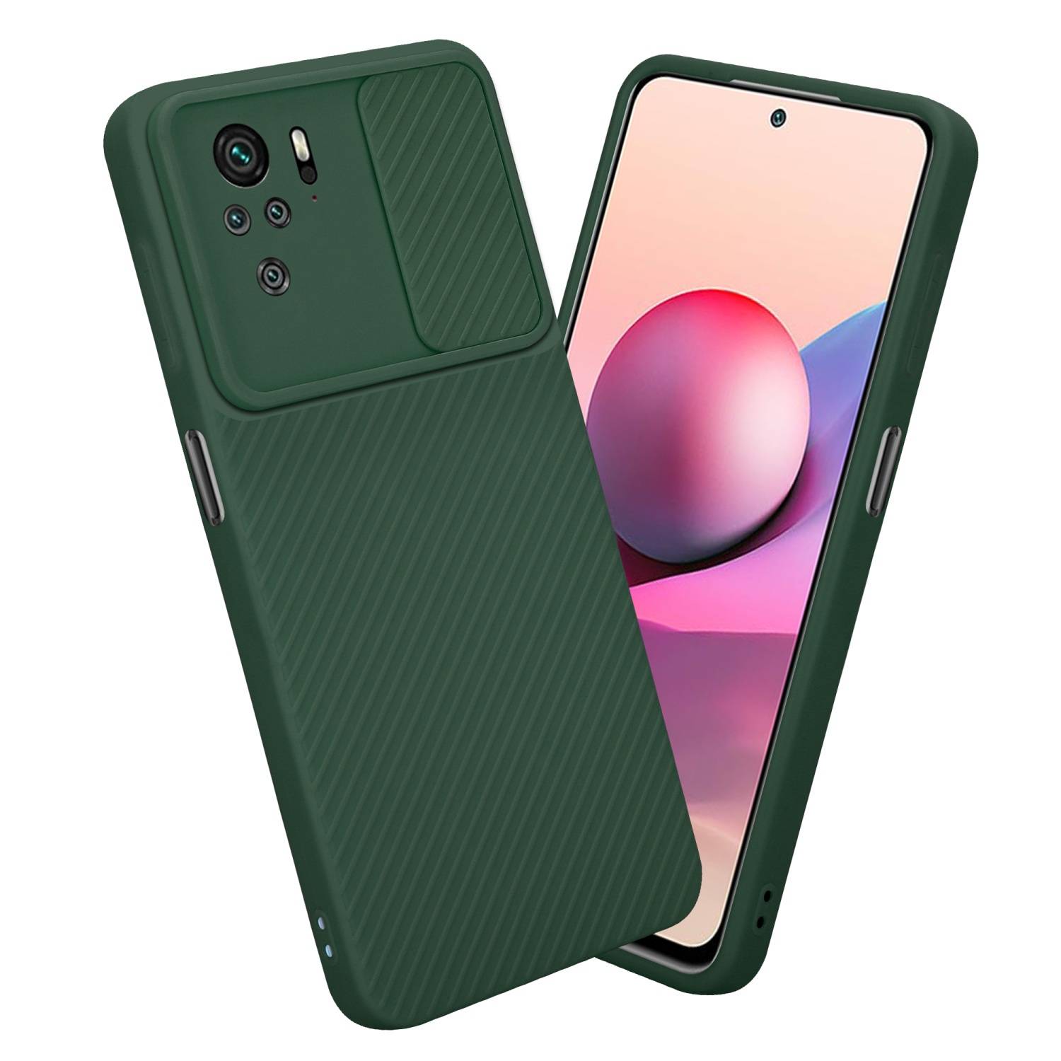 Cadorabo Hülle für Xiaomi RedMi NOTE 10 4G / RedMi NOTE 10S Schutz Hülle in Grün Handyhülle TPU Etui Case Cover