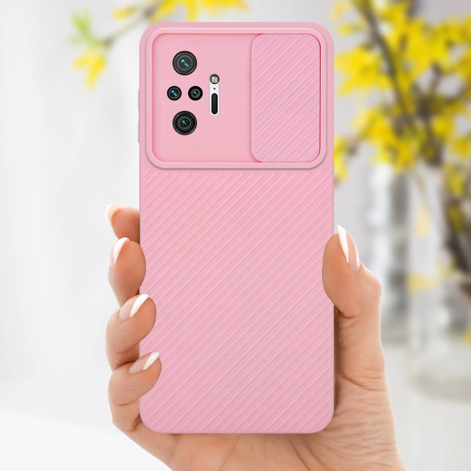 Cadorabo Hülle für Xiaomi RedMi NOTE 10 PRO Schutz Hülle in Rosa Handyhülle TPU Etui Case Cover Kameraschutz
