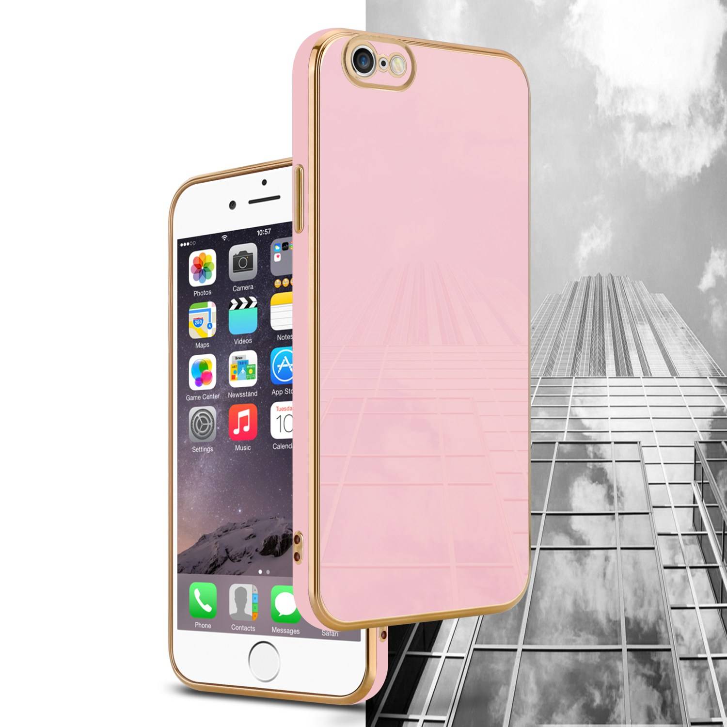 Cadorabo Schutzhülle für Apple iPhone 6 / 6S Hülle in Rosa Handyhülle TPU Silikon Kameraschutz Etui Case