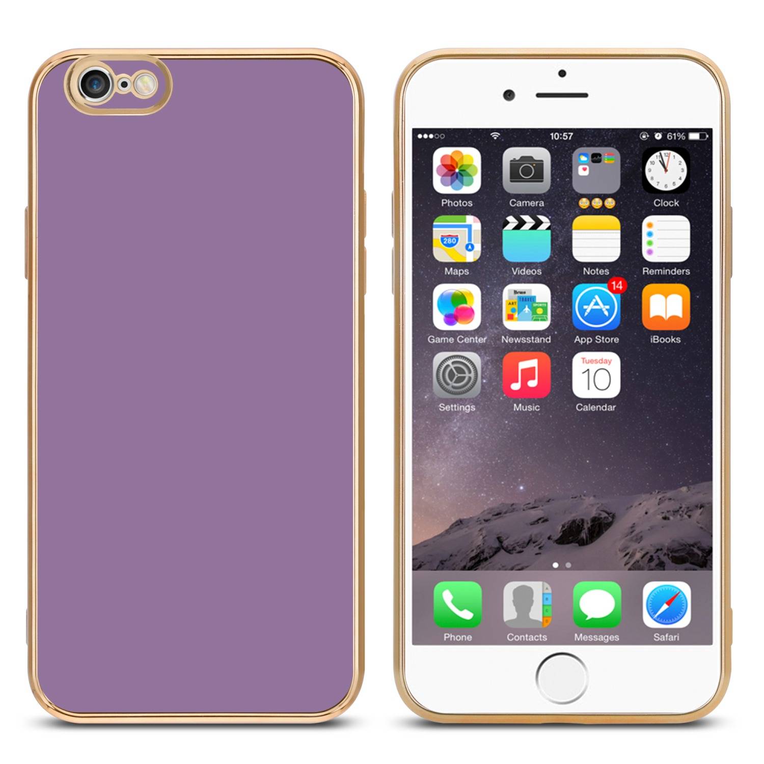 Cadorabo Schutzhülle für Apple iPhone 6 / 6S Hülle in Lila Handyhülle TPU Silikon Kameraschutz Etui Case