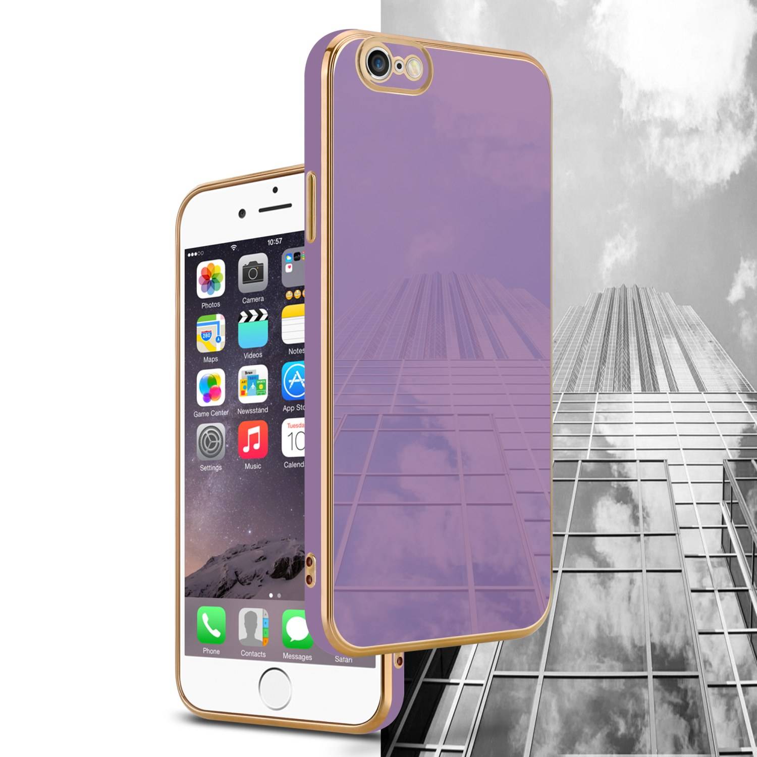 Cadorabo Schutzhülle für Apple iPhone 6 / 6S Hülle in Lila Handyhülle TPU Silikon Kameraschutz Etui Case