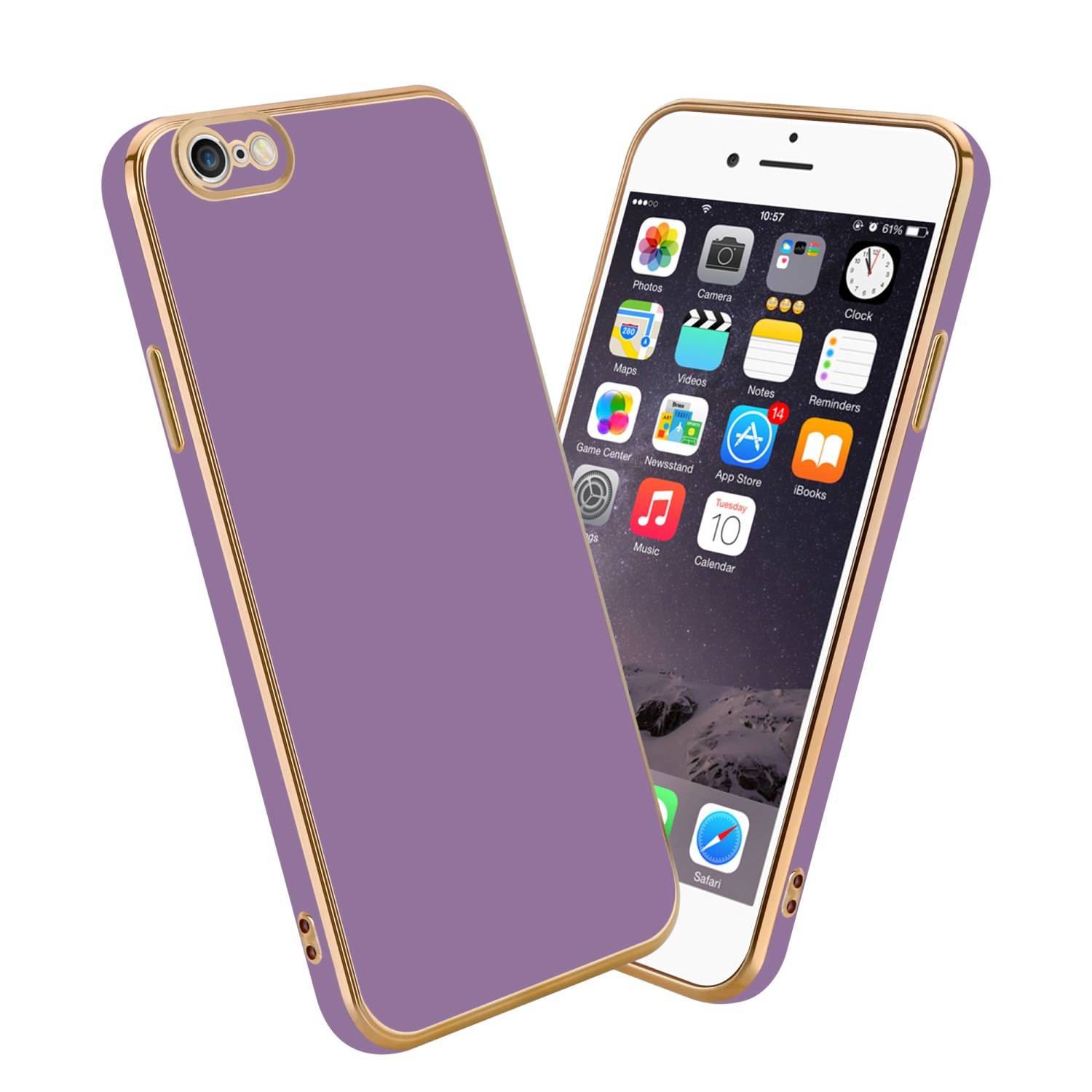 Cadorabo Schutzhülle für Apple iPhone 6 PLUS / 6S PLUS Hülle in Lila Handyhülle TPU Silikon Kameraschutz Etui Case