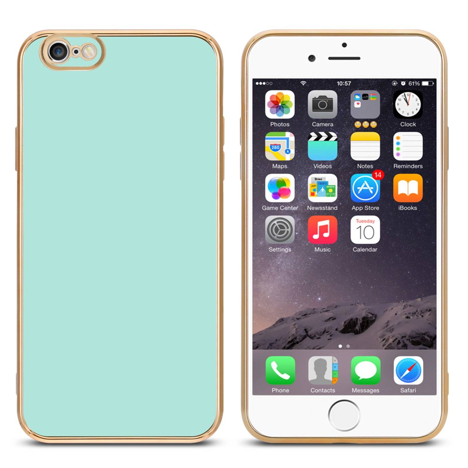 Cadorabo Schutzhülle für Apple iPhone 6 PLUS / 6S PLUS Hülle in Grün Handyhülle TPU Silikon Kameraschutz Etui Case